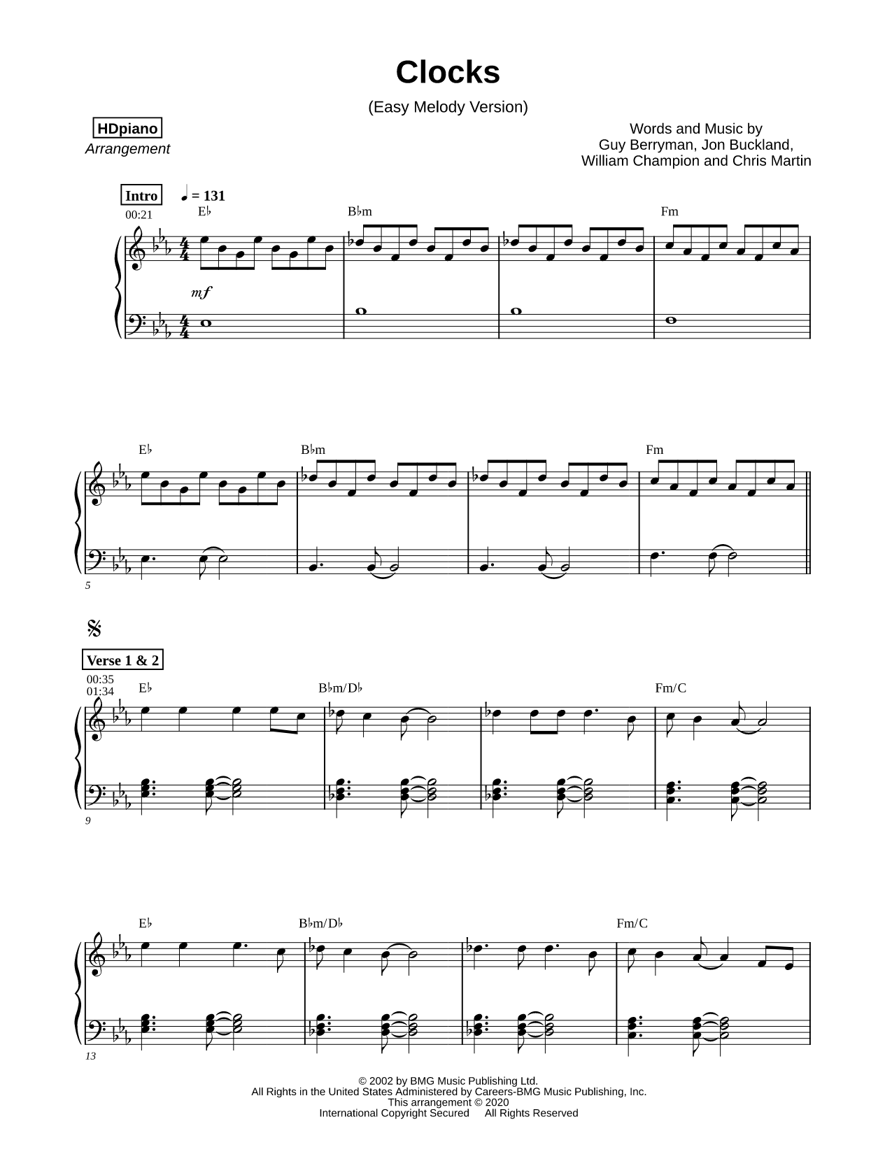 Clocks [easy melody version]