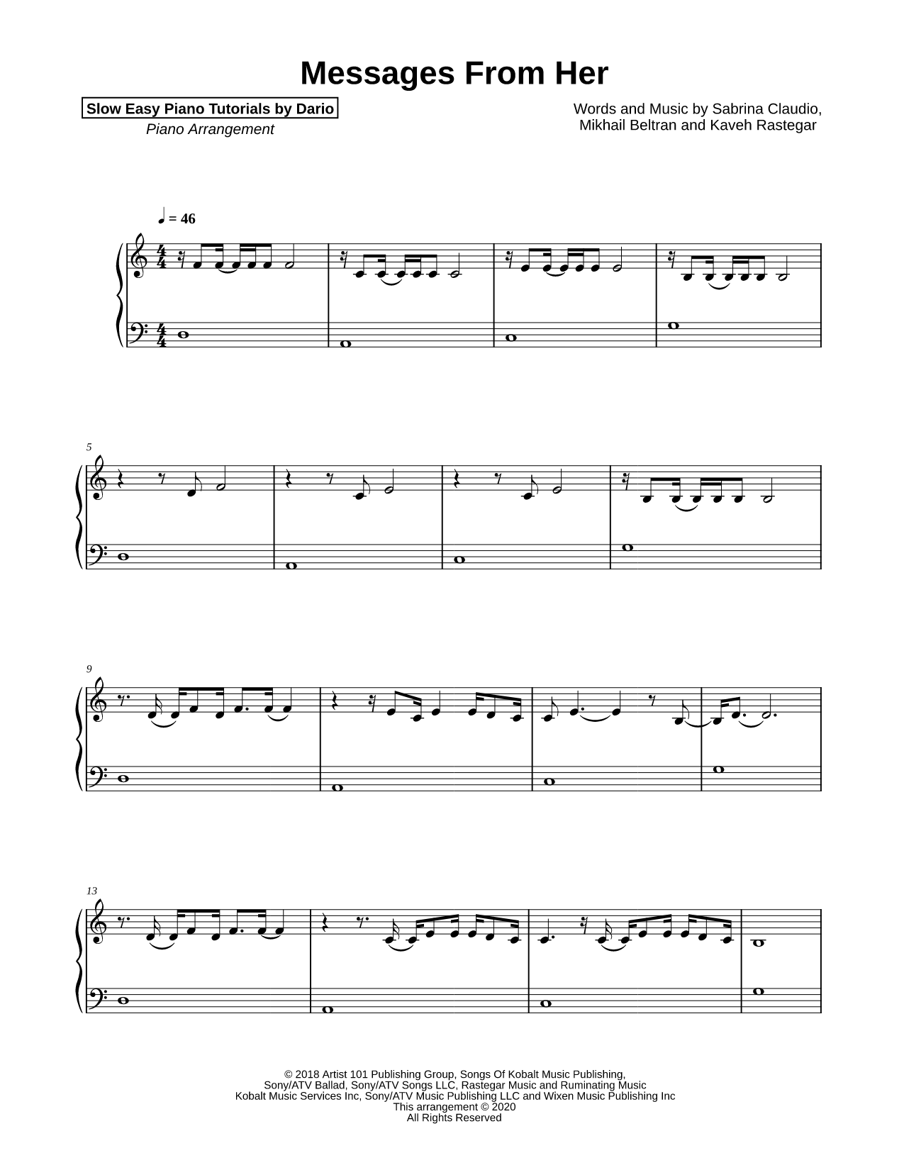 Messages from Her [Slow Easy Piano Tutorial]