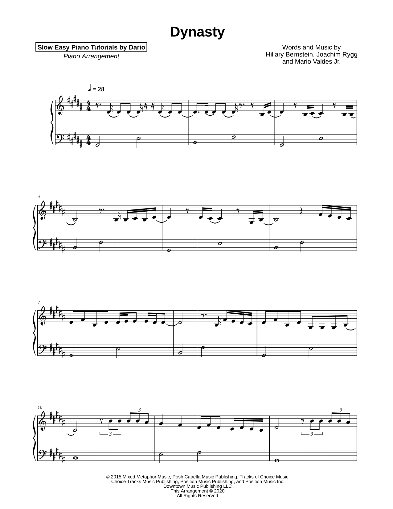 Dynasty [Slow Easy Piano Tutorial]