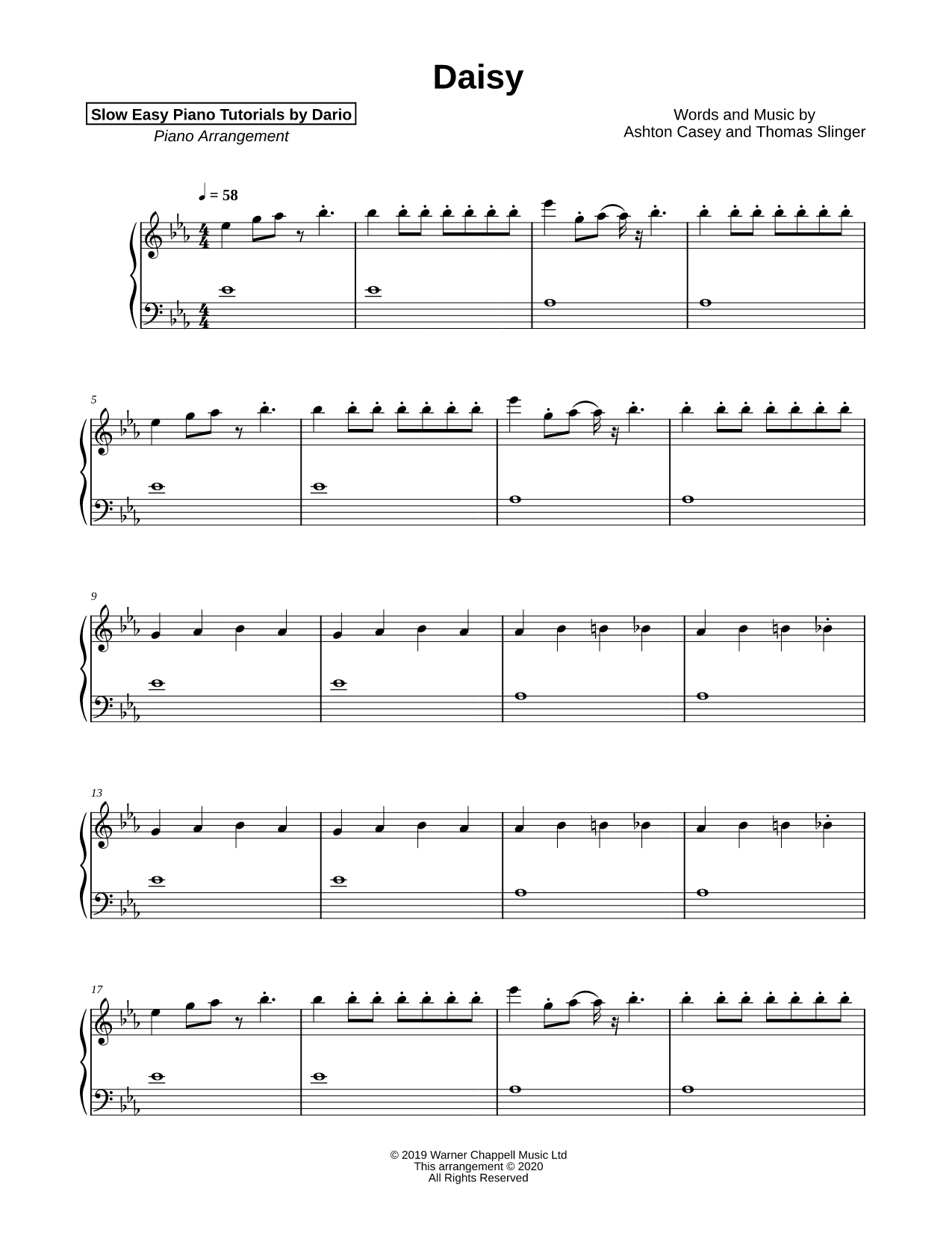 Daisy [Slow Easy Piano Tutorial]