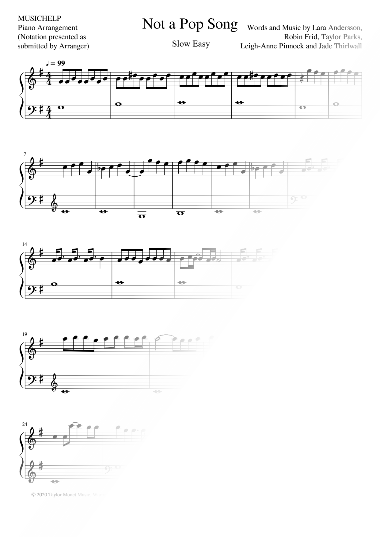 Not a Pop Song [slow easy]