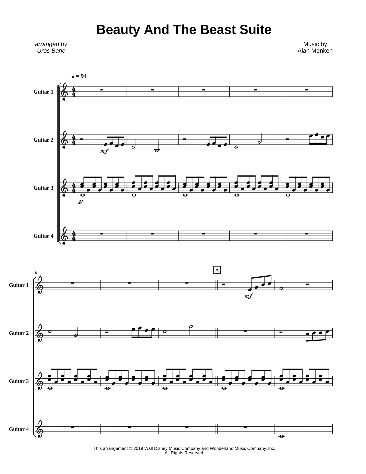 Beauty and the Beast Suite - Guitar Quartet