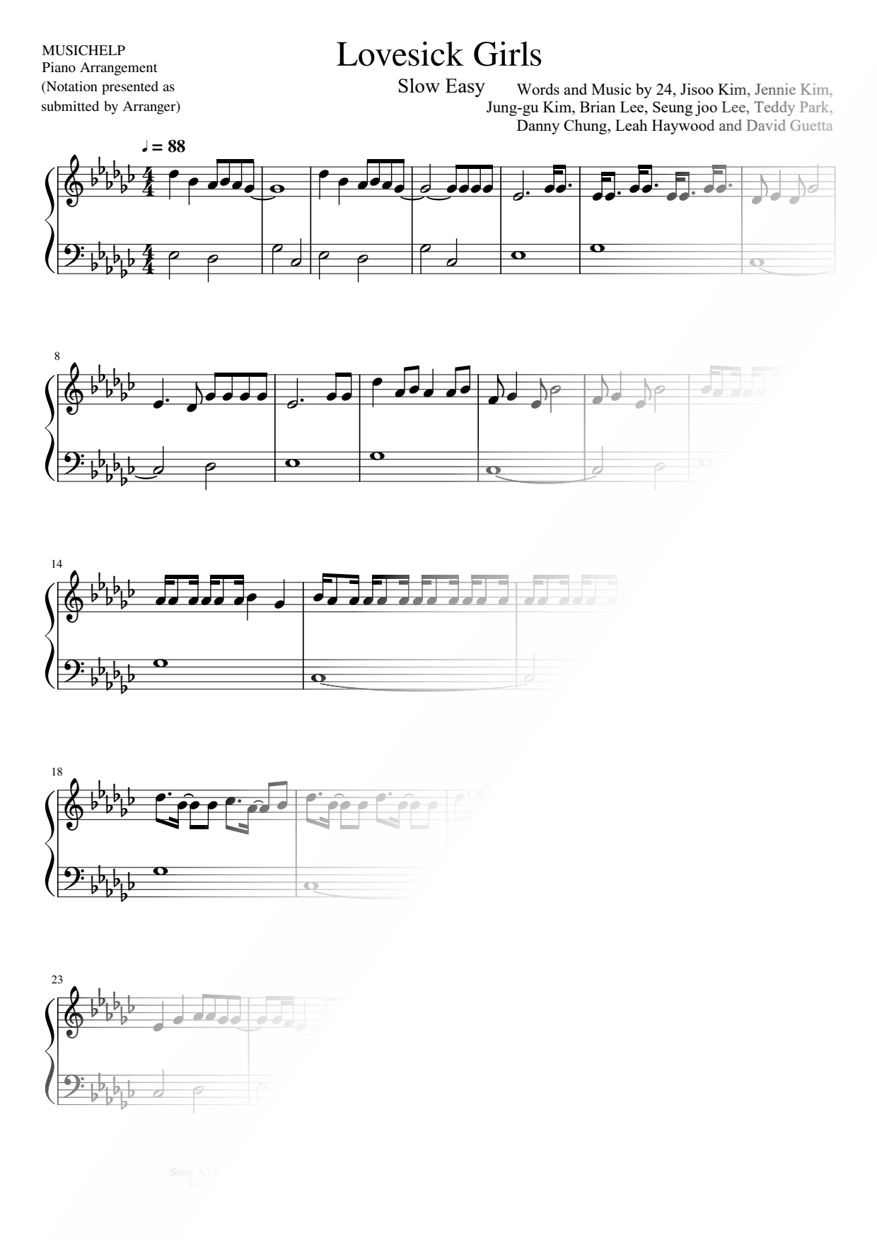 Lovesick Girls [slow easy]