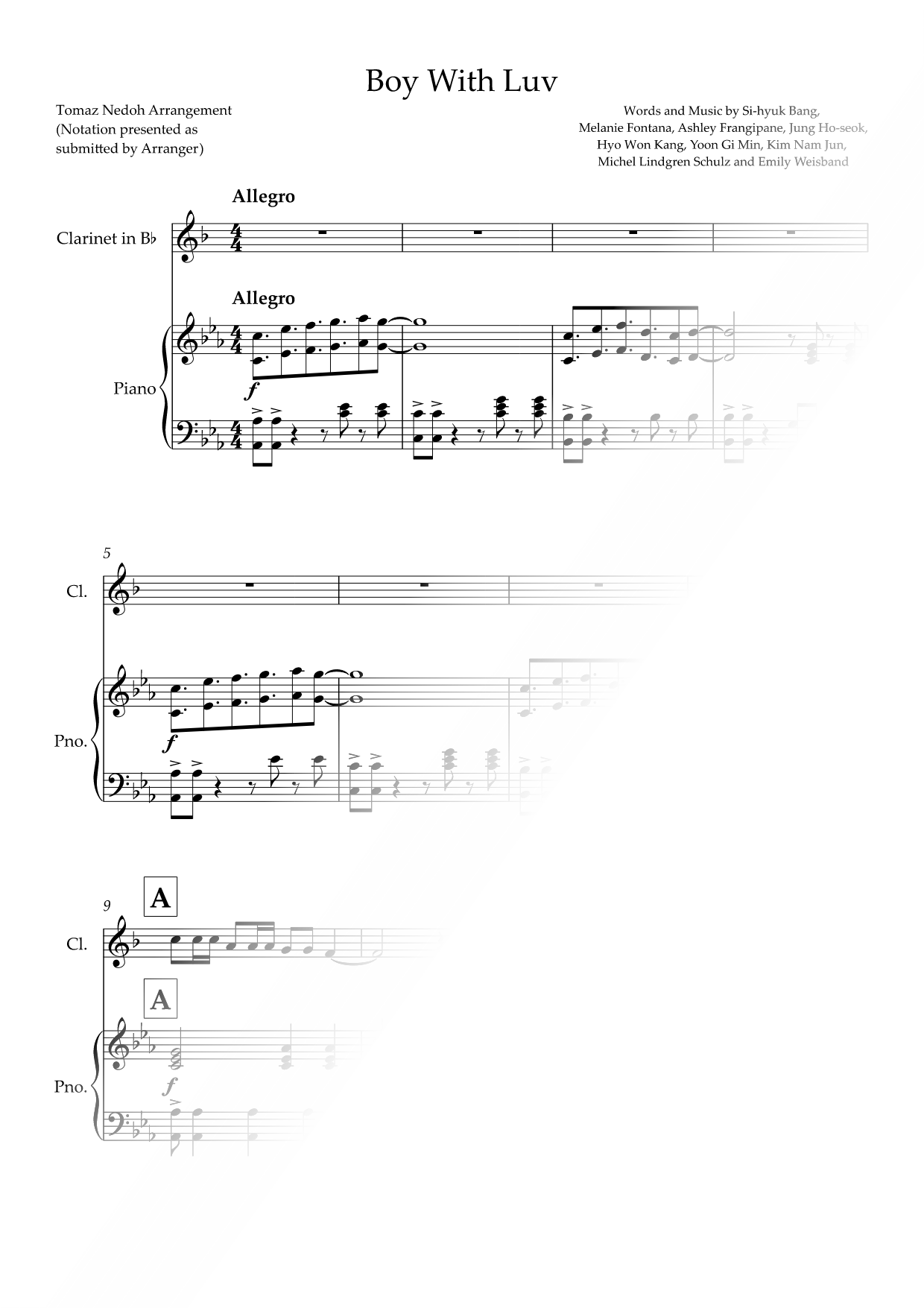 Boy with Luv - Clarinet & Piano