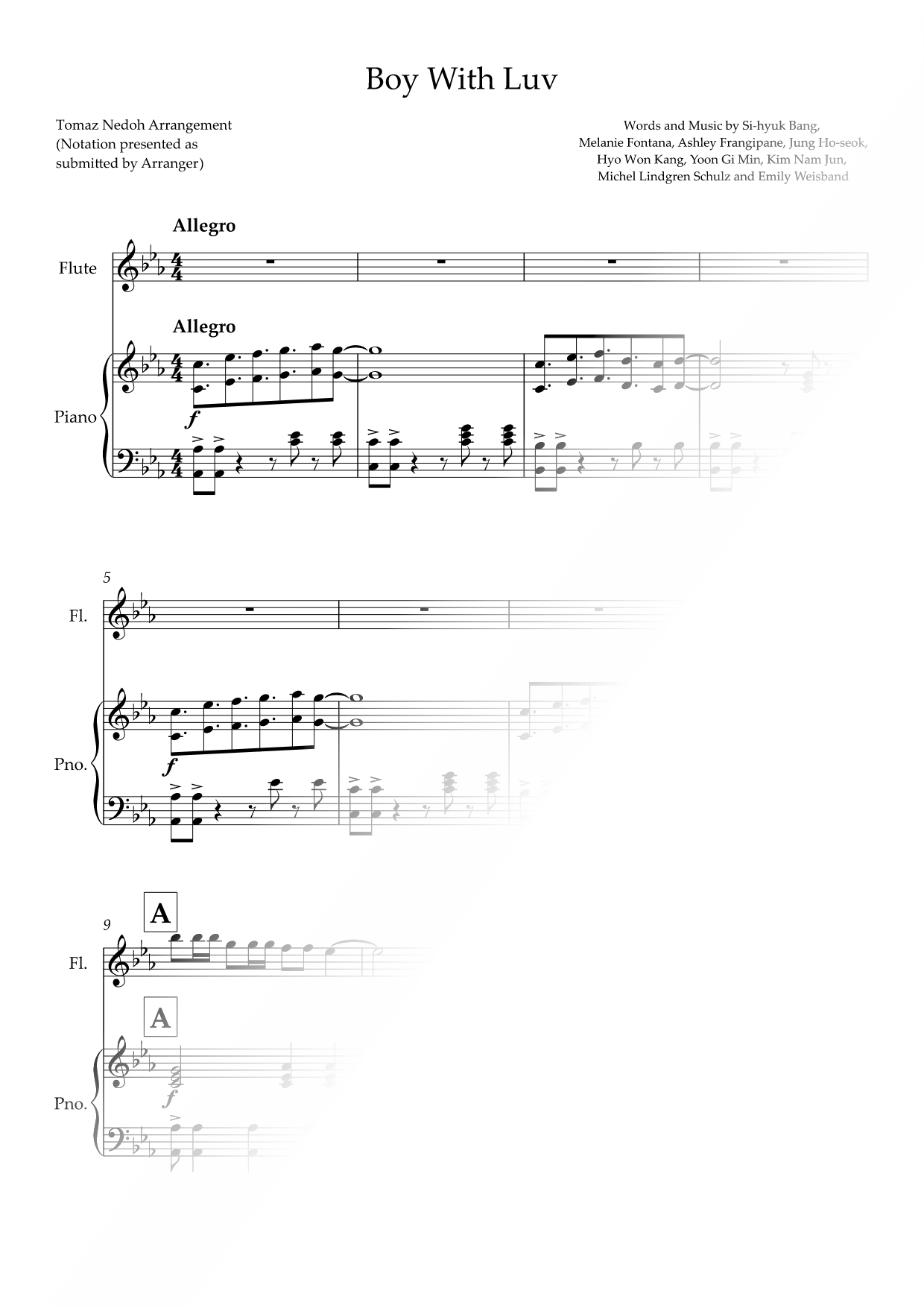 Boy with Luv - Flute & Piano