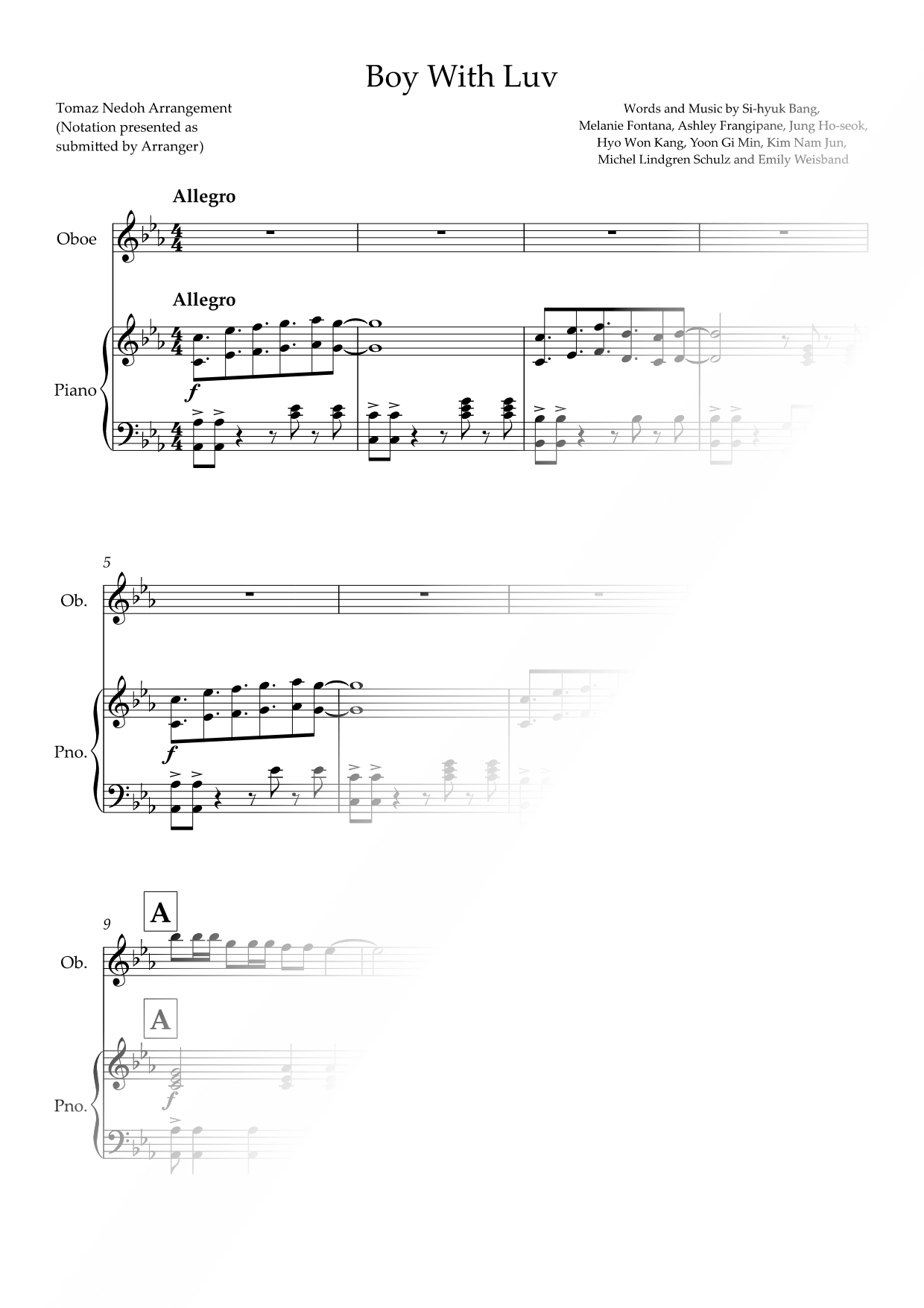 Boy with Luv - Oboe & Piano