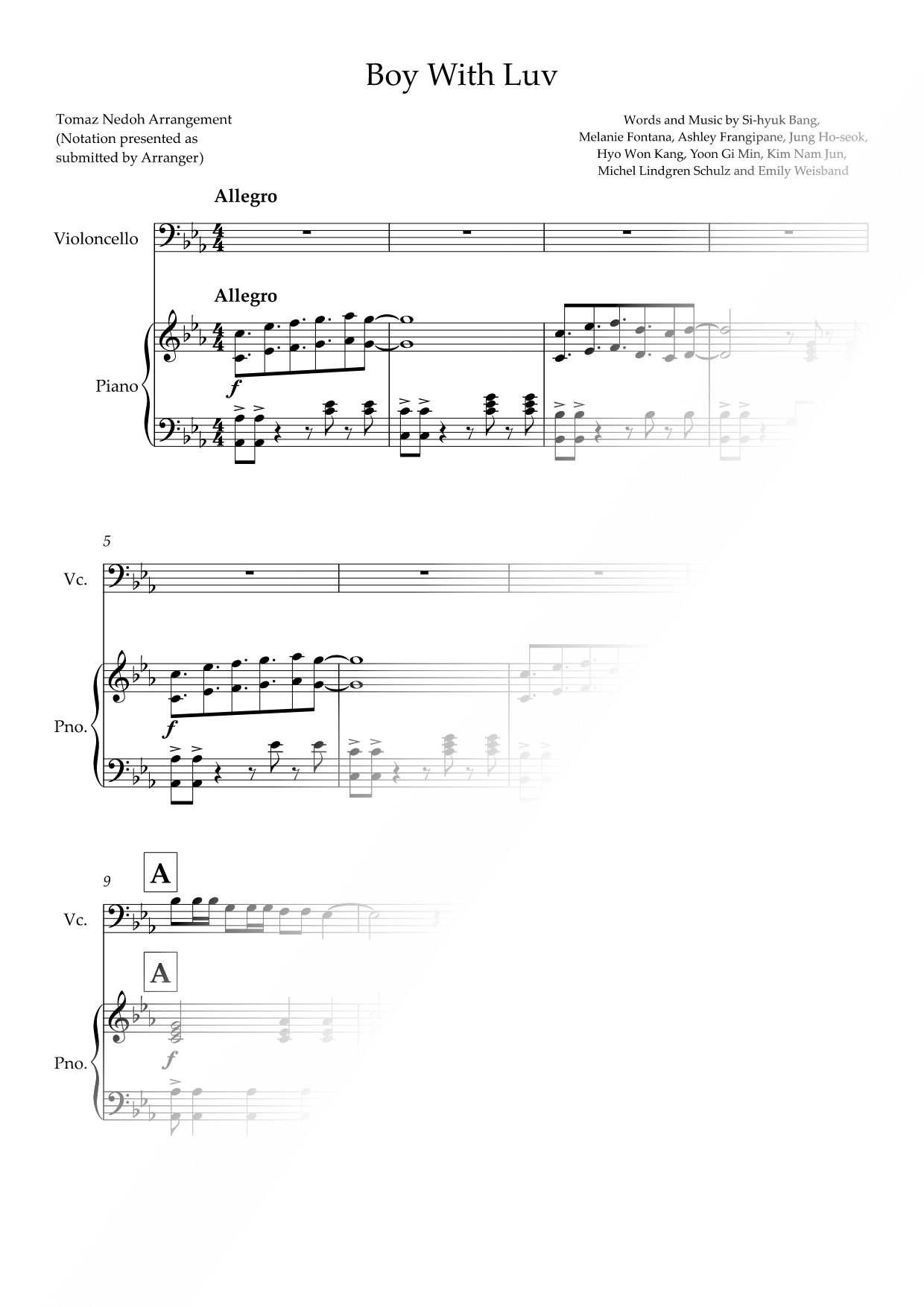 Boy with Luv - Cello & Piano