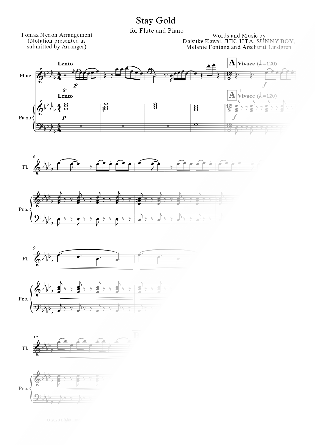 Stay Gold - Flute & Piano