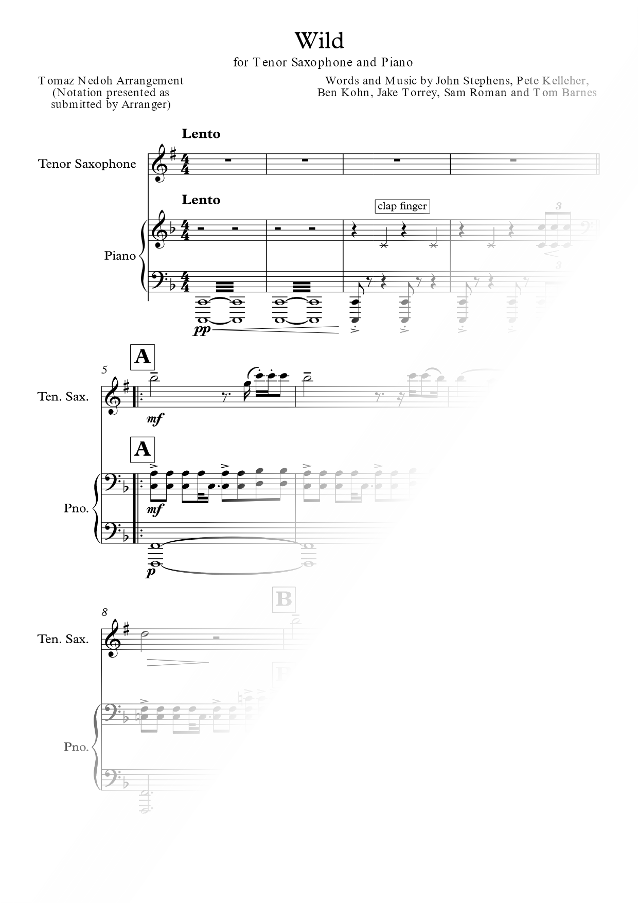 Wild - Tenor Saxophone & Piano