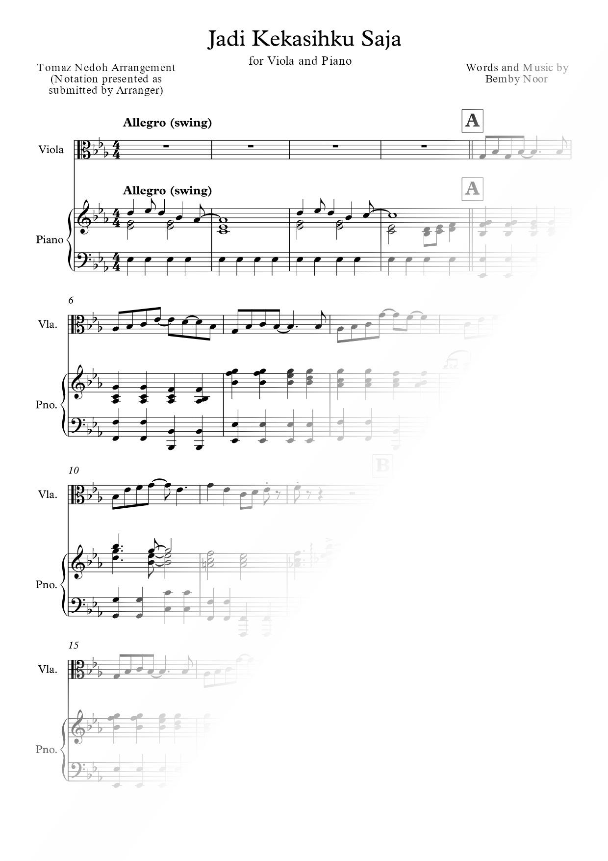 Jadi Kekasihku Saja - Viola & Piano