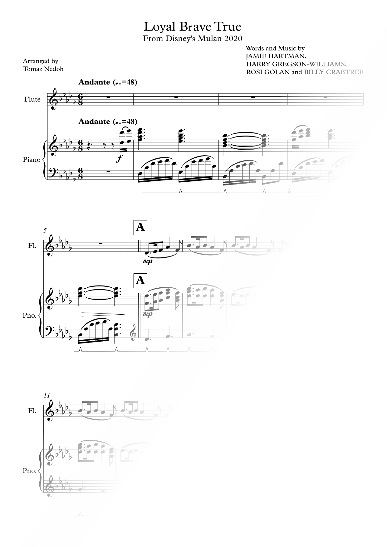 Loyal Brave True - Flute & Piano