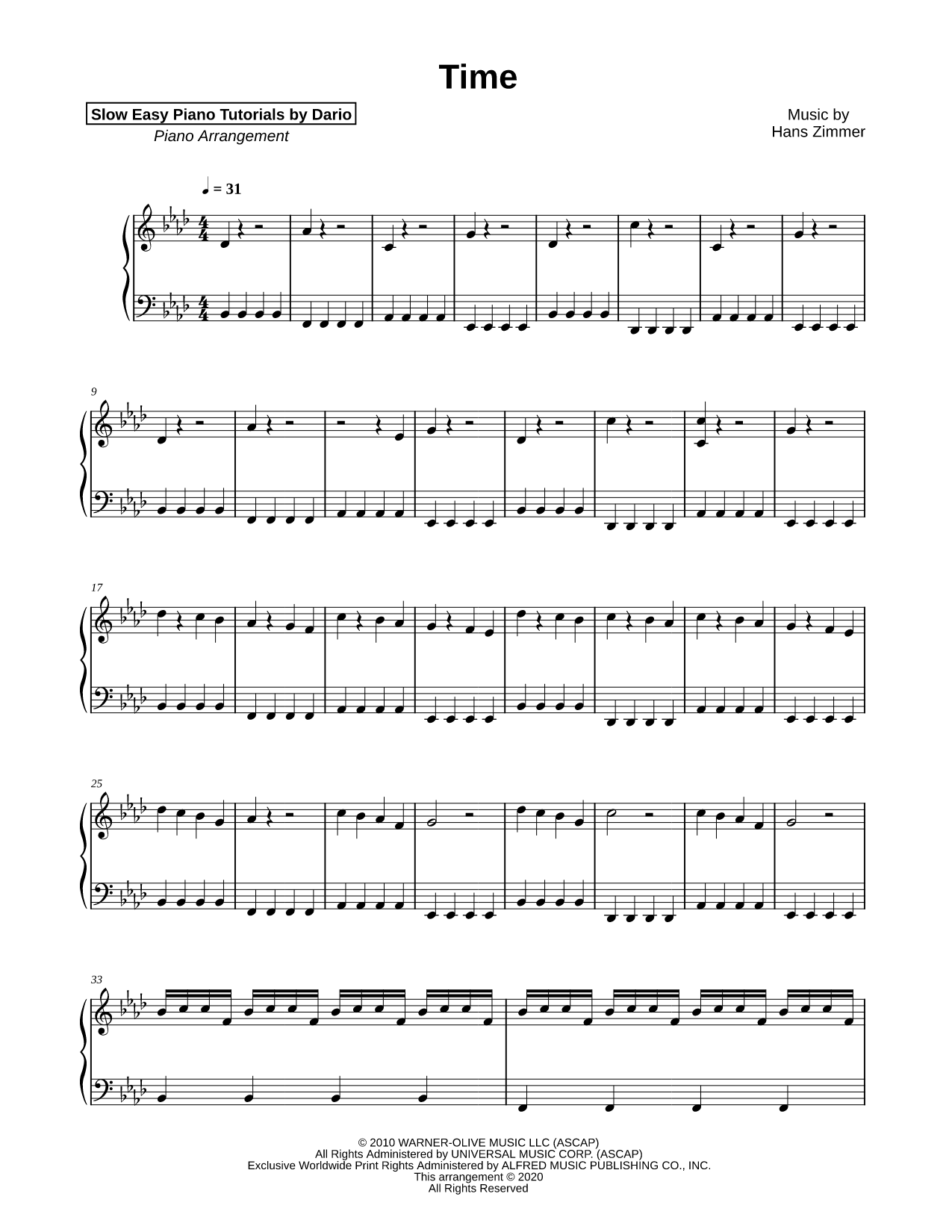 Time [Slow Easy Piano Tutorial]