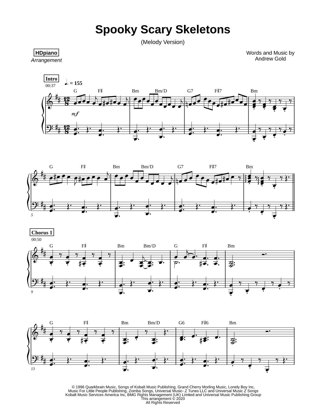 Spooky Scary Skeletons [melody version]