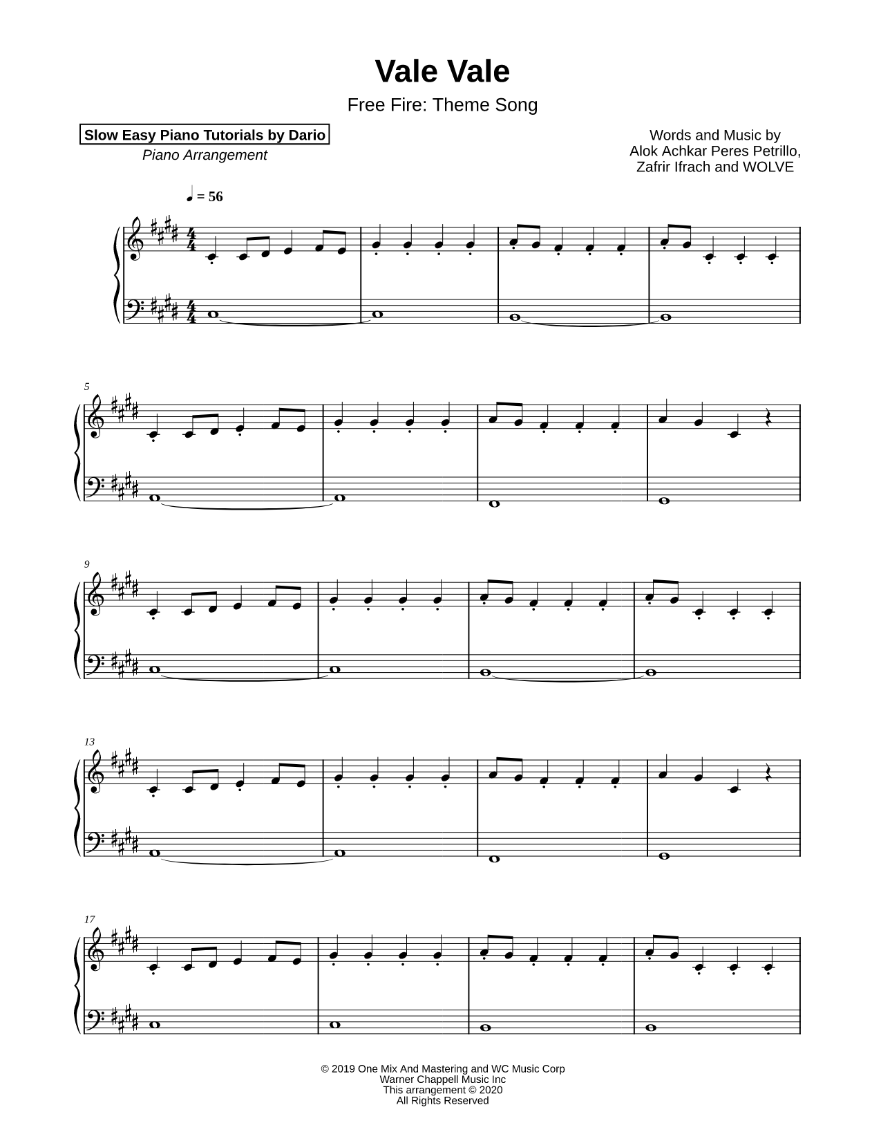 Vale Vale [Slow Easy Piano Tutorial]