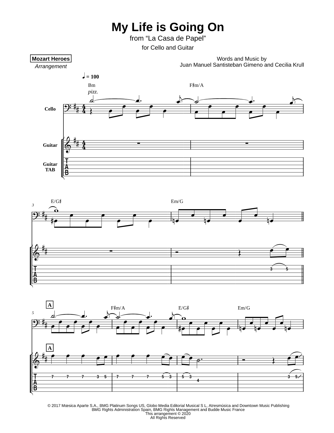 My Life Is Going On - Cello & Guitar
