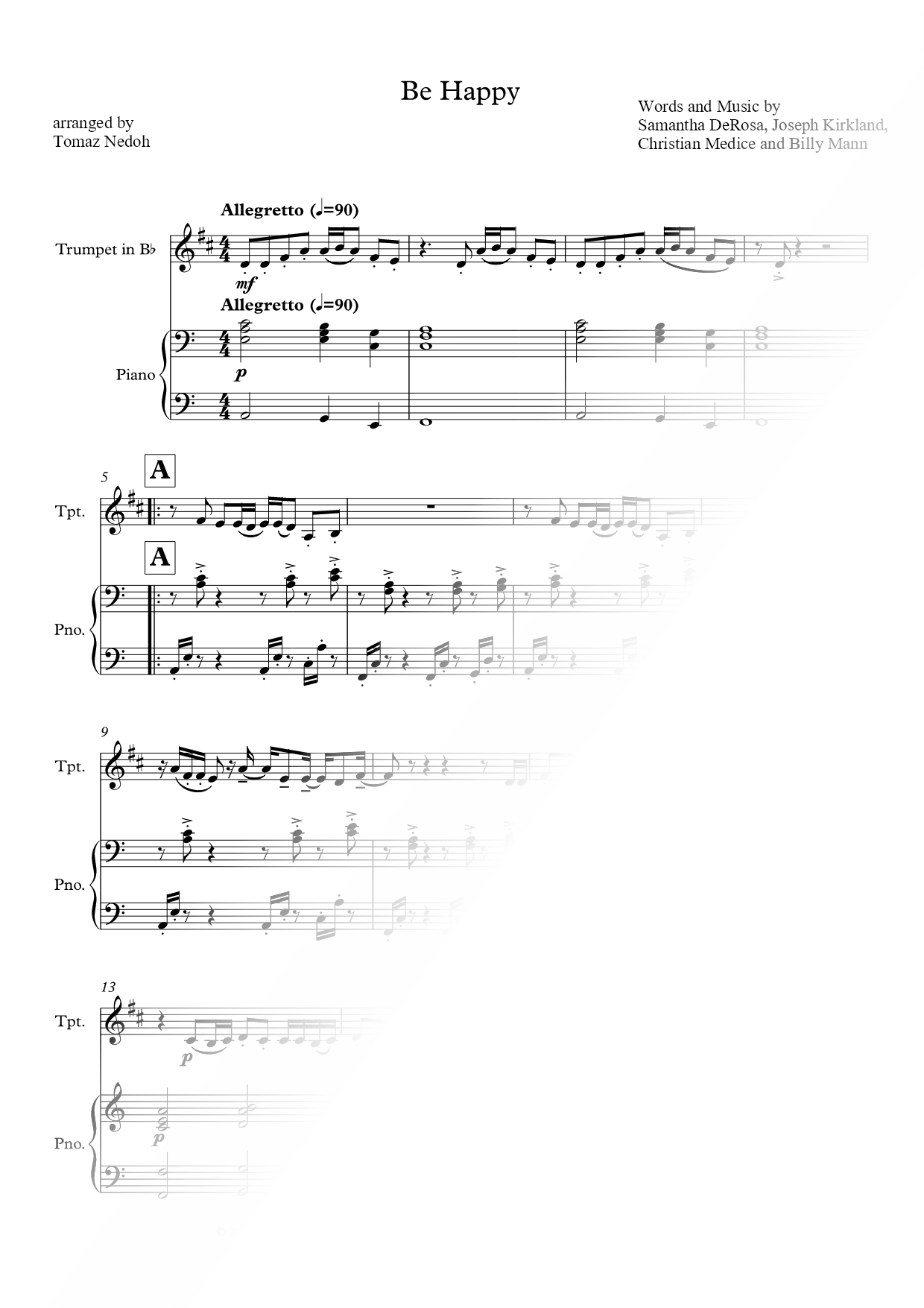 Be Happy - Trumpet & Piano