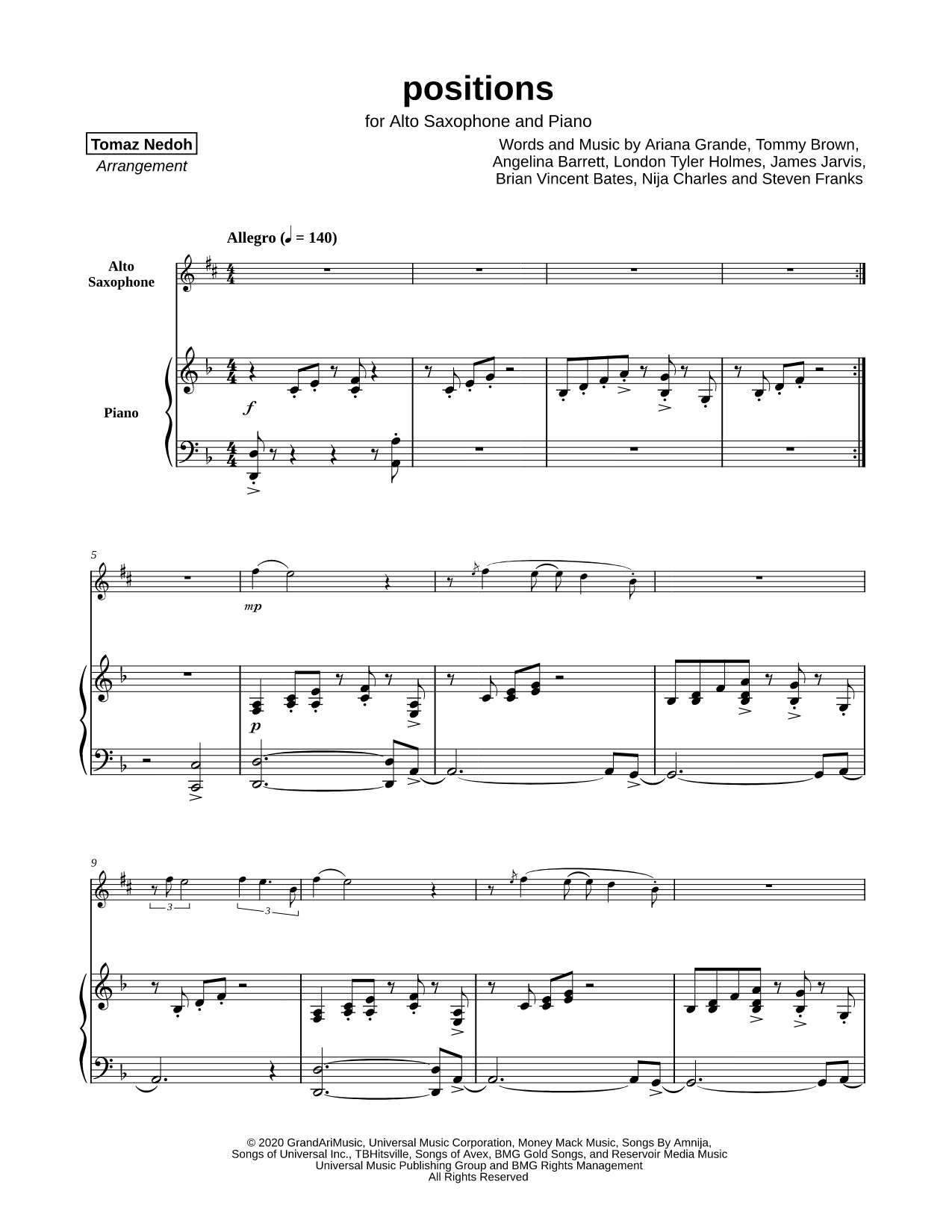 positions - Alto Saxophone & Piano