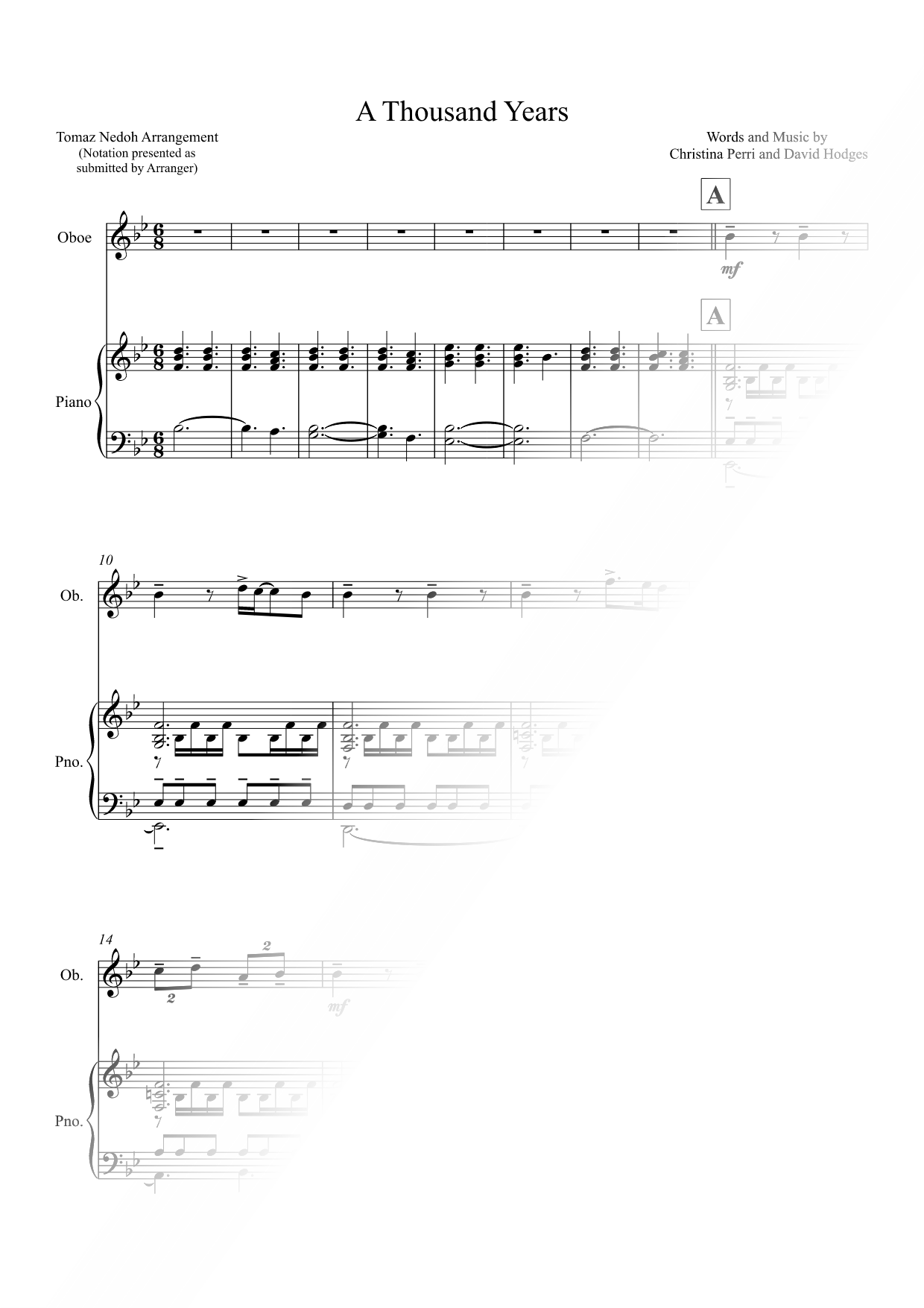 A Thousand Years - Oboe & Piano