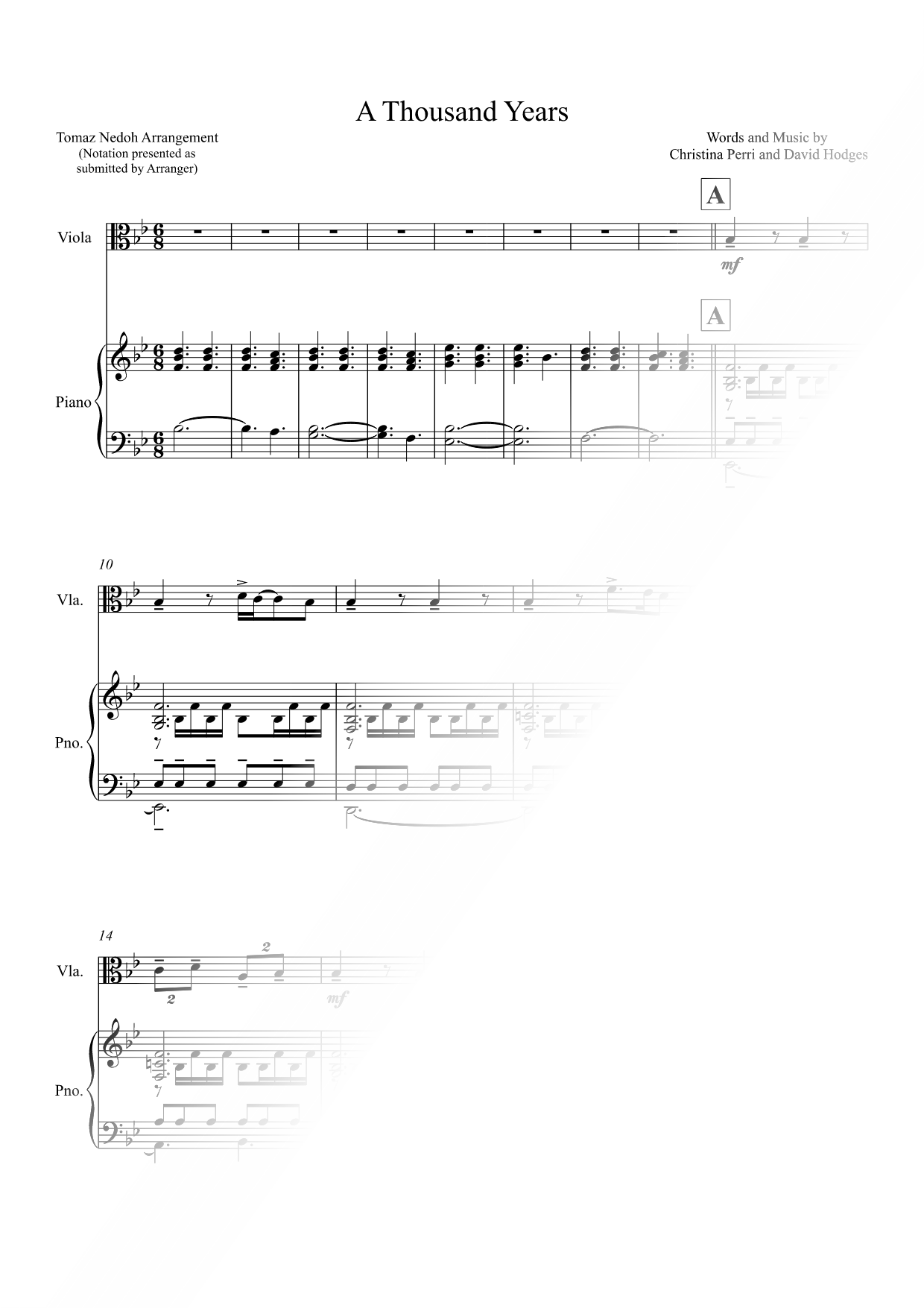 A Thousand Years - Viola & Piano