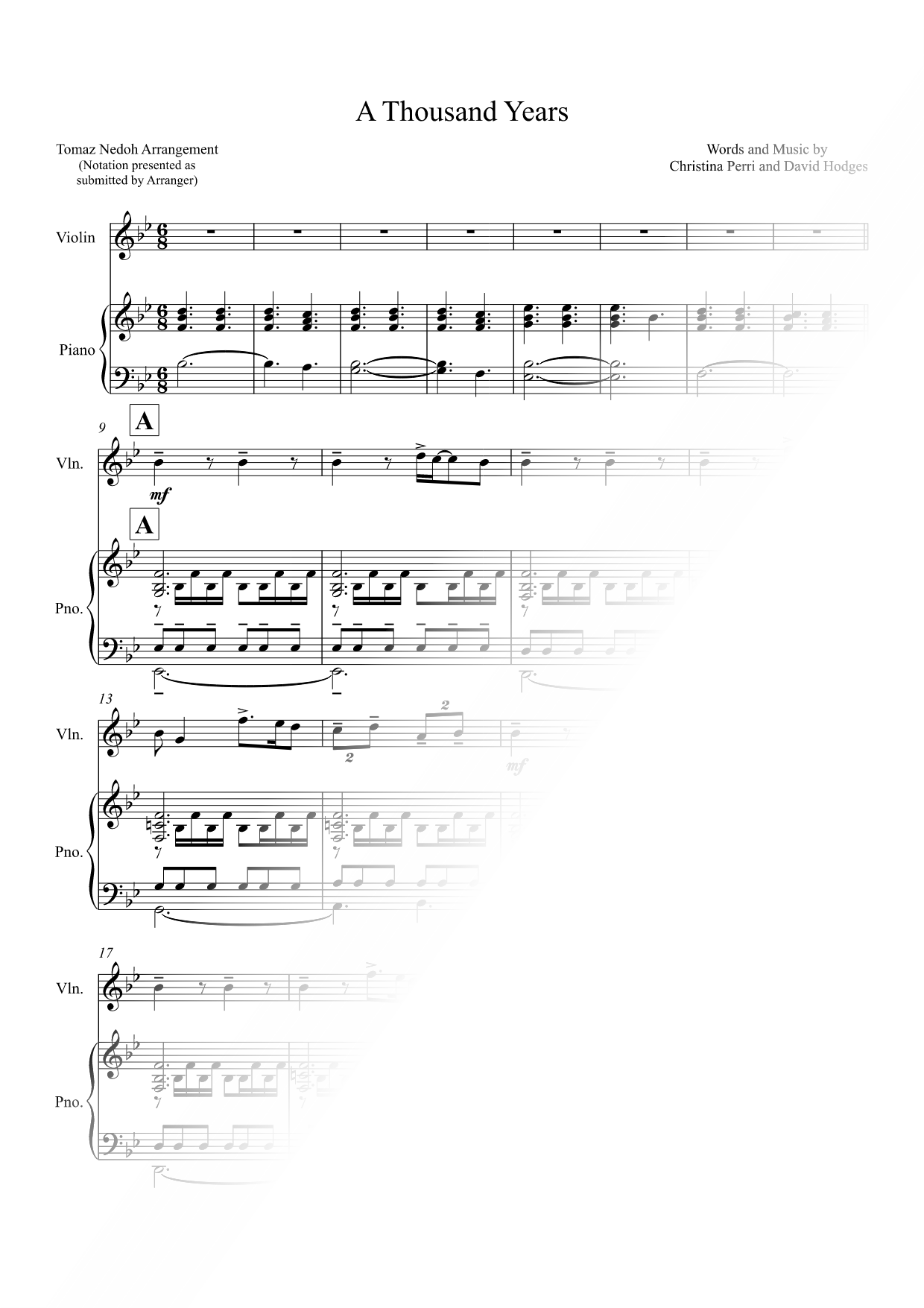 A Thousand Years - Violin & Piano