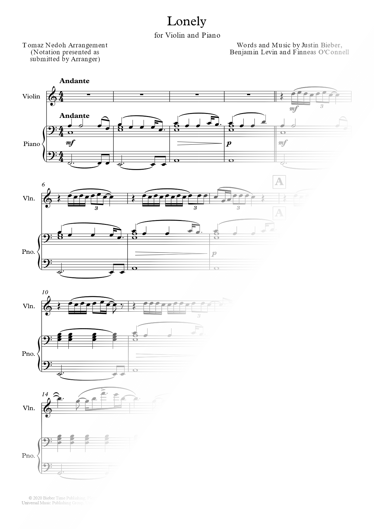 Lonely - Violin & Piano