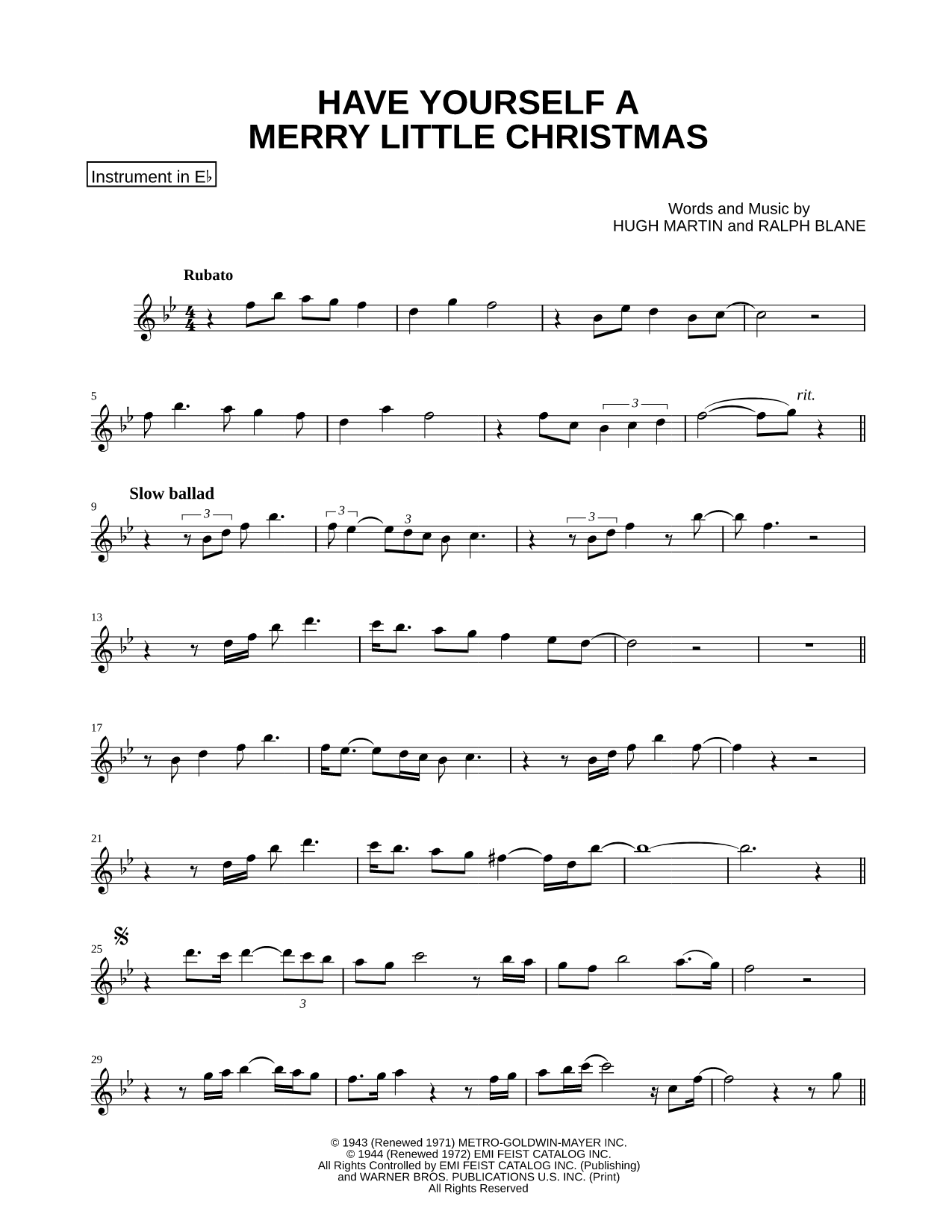 Have Yourself a Merry Little Christmas - Eb Instrument