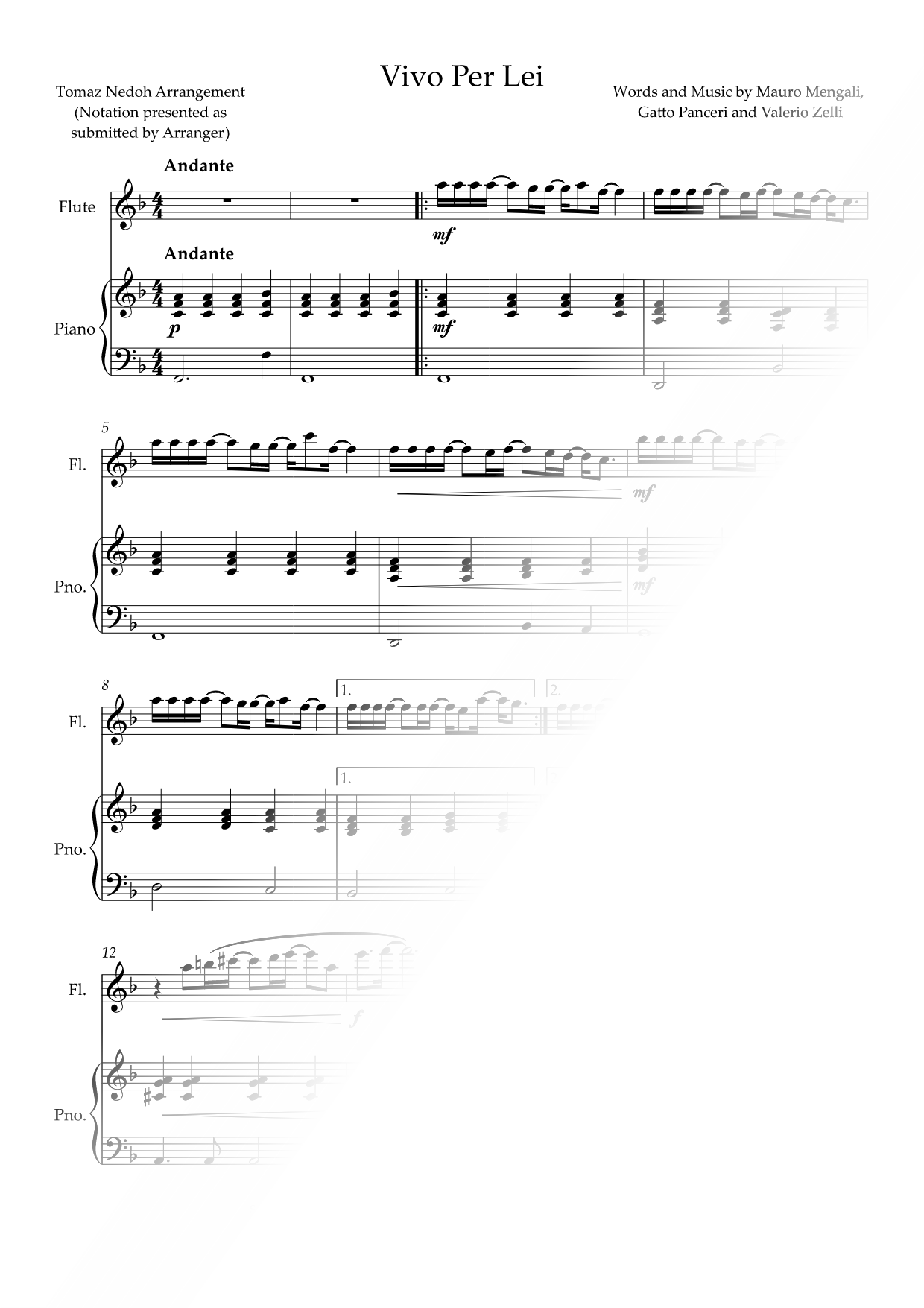 Vivo per Lei - Flute & Piano