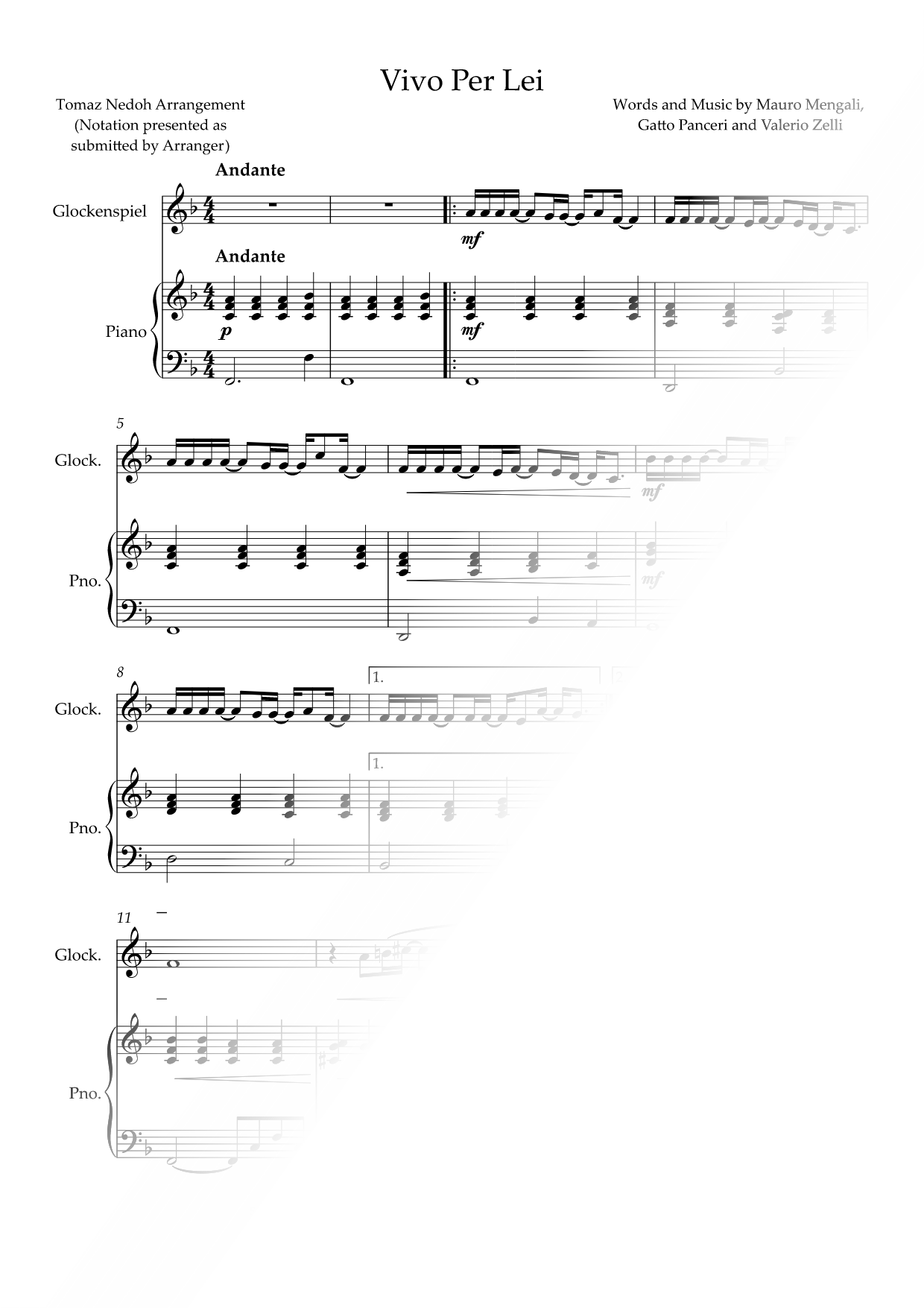 Vivo per Lei - Glockenspiel & Piano