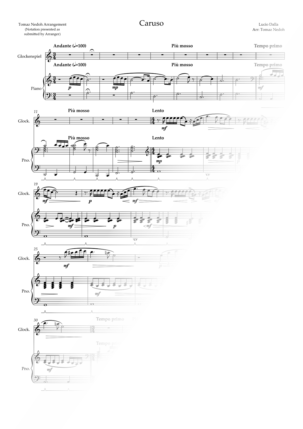 Caruso - Glockenspiel & Piano