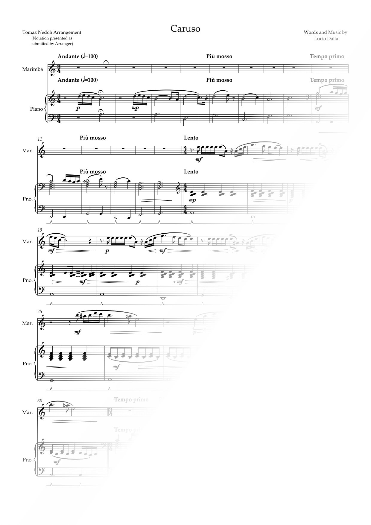 Caruso - Marimba & Piano