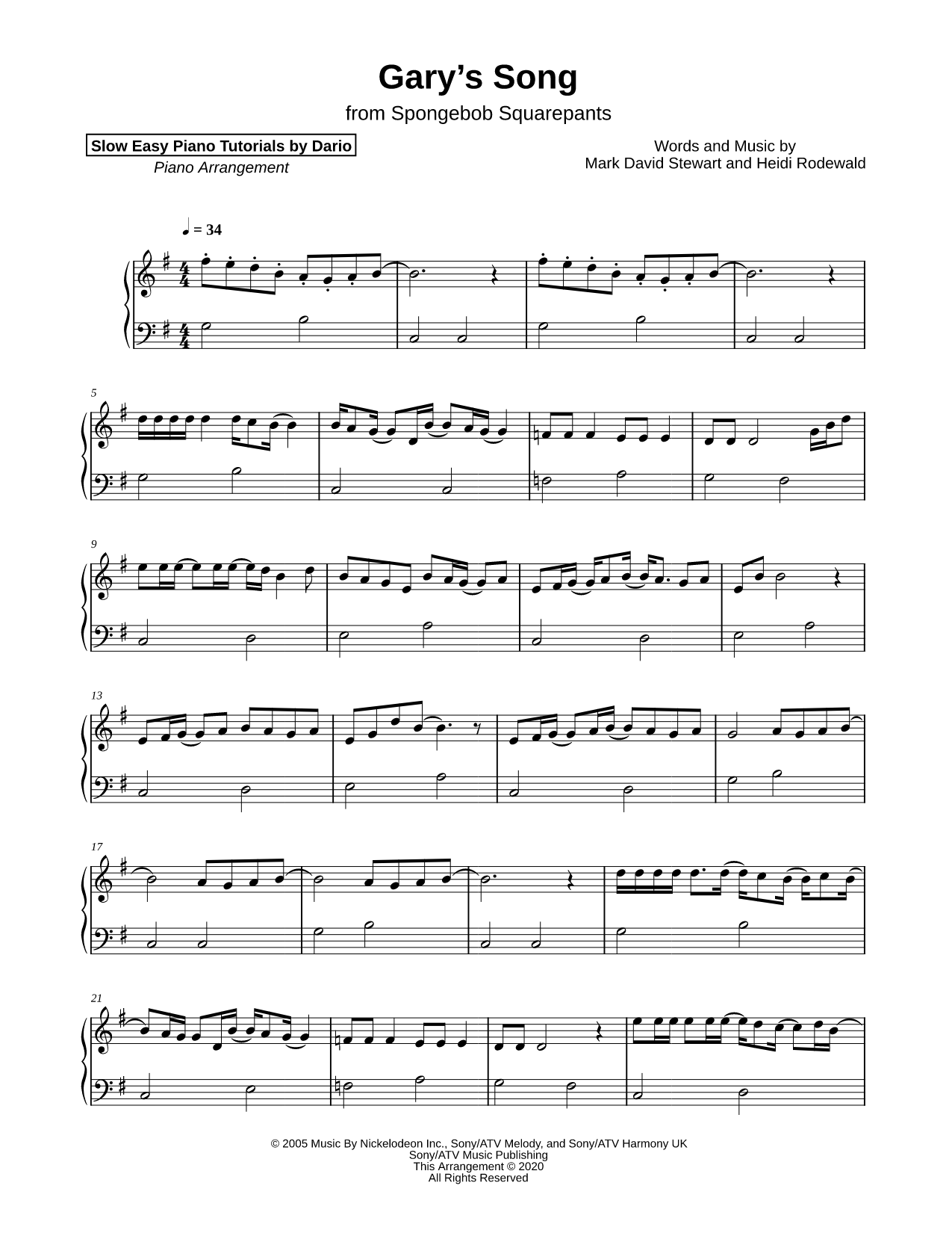Gary's Song [Slow Easy Piano Tutorial]