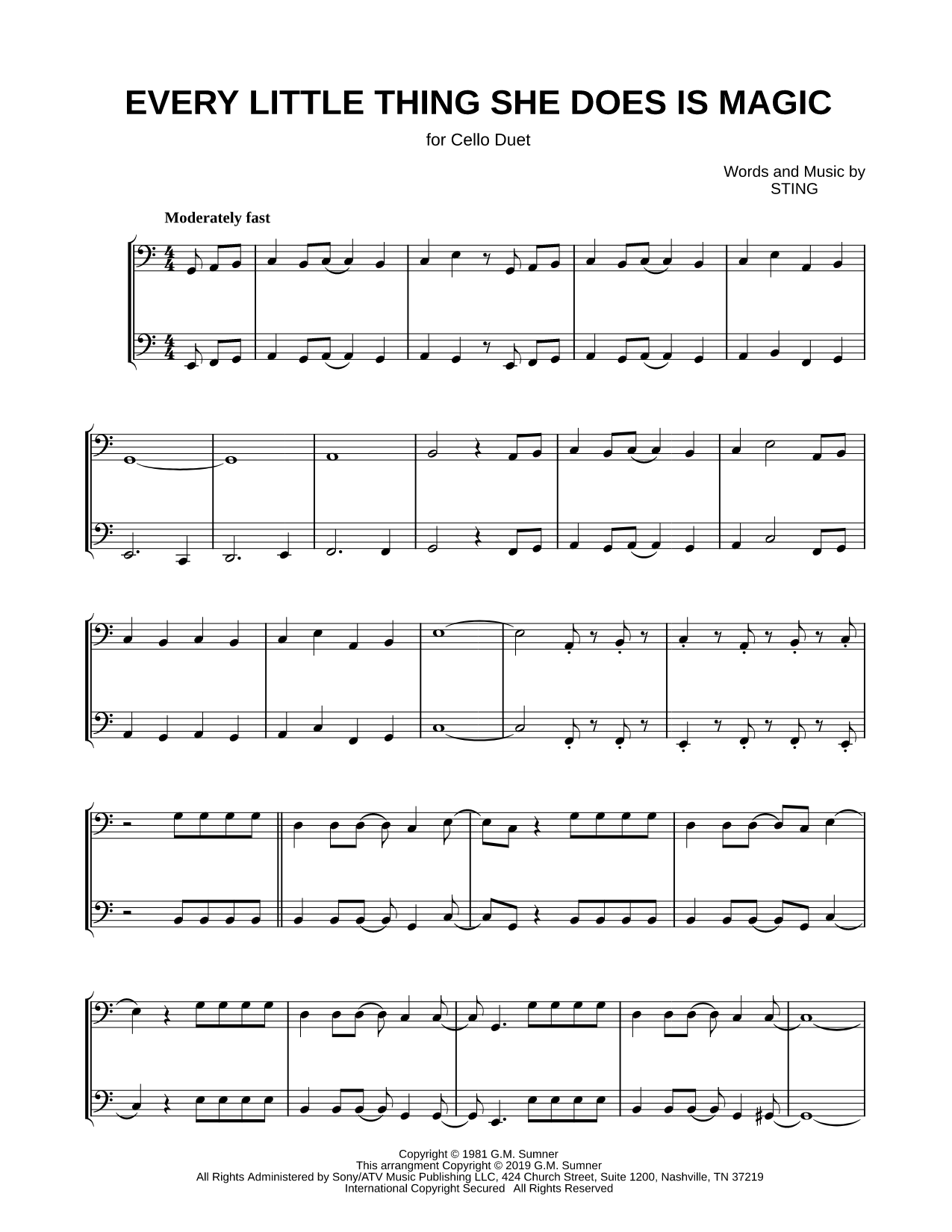 Every Little Thing She Does Is Magic - Cello Duet