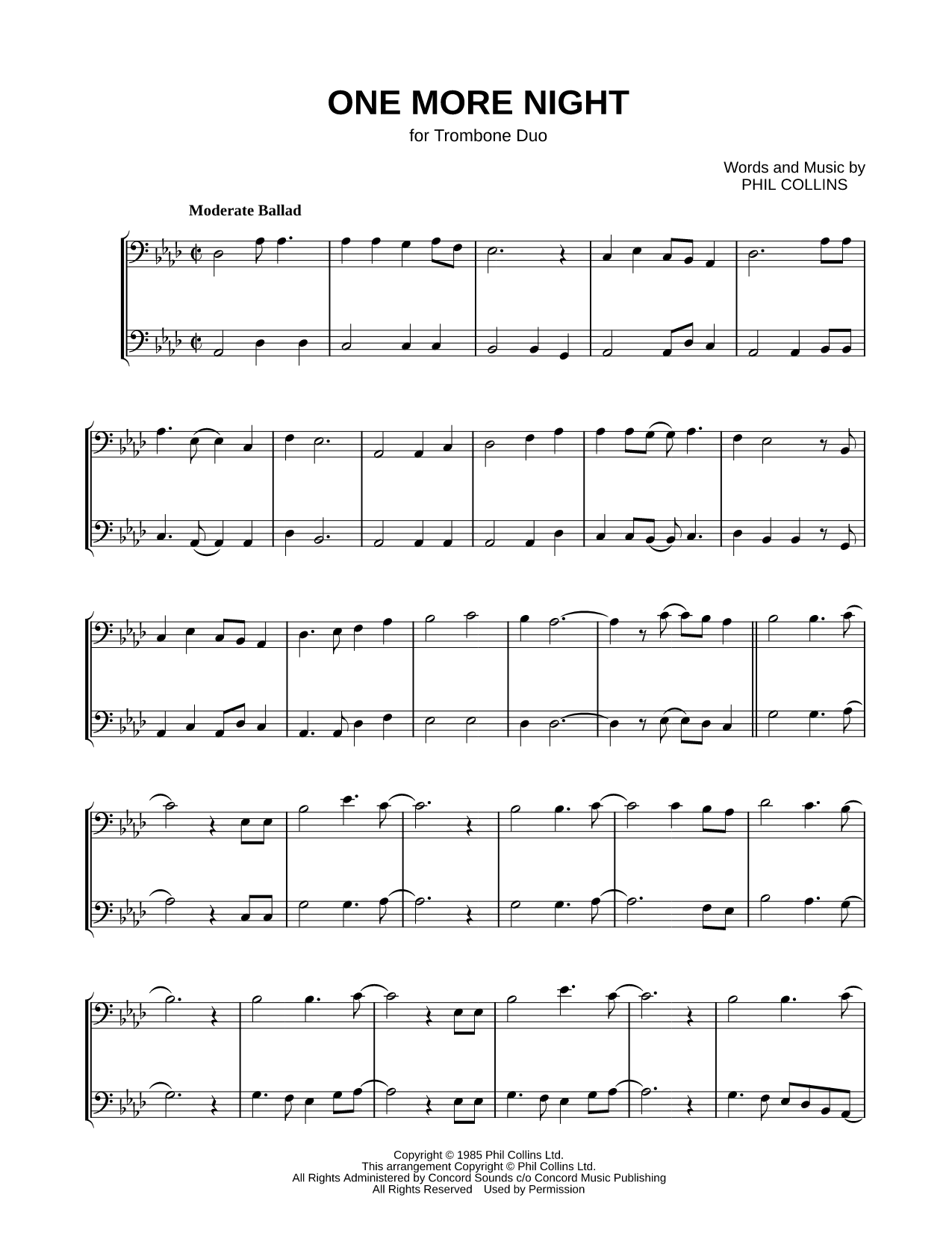 One More Night - Trombone Duet