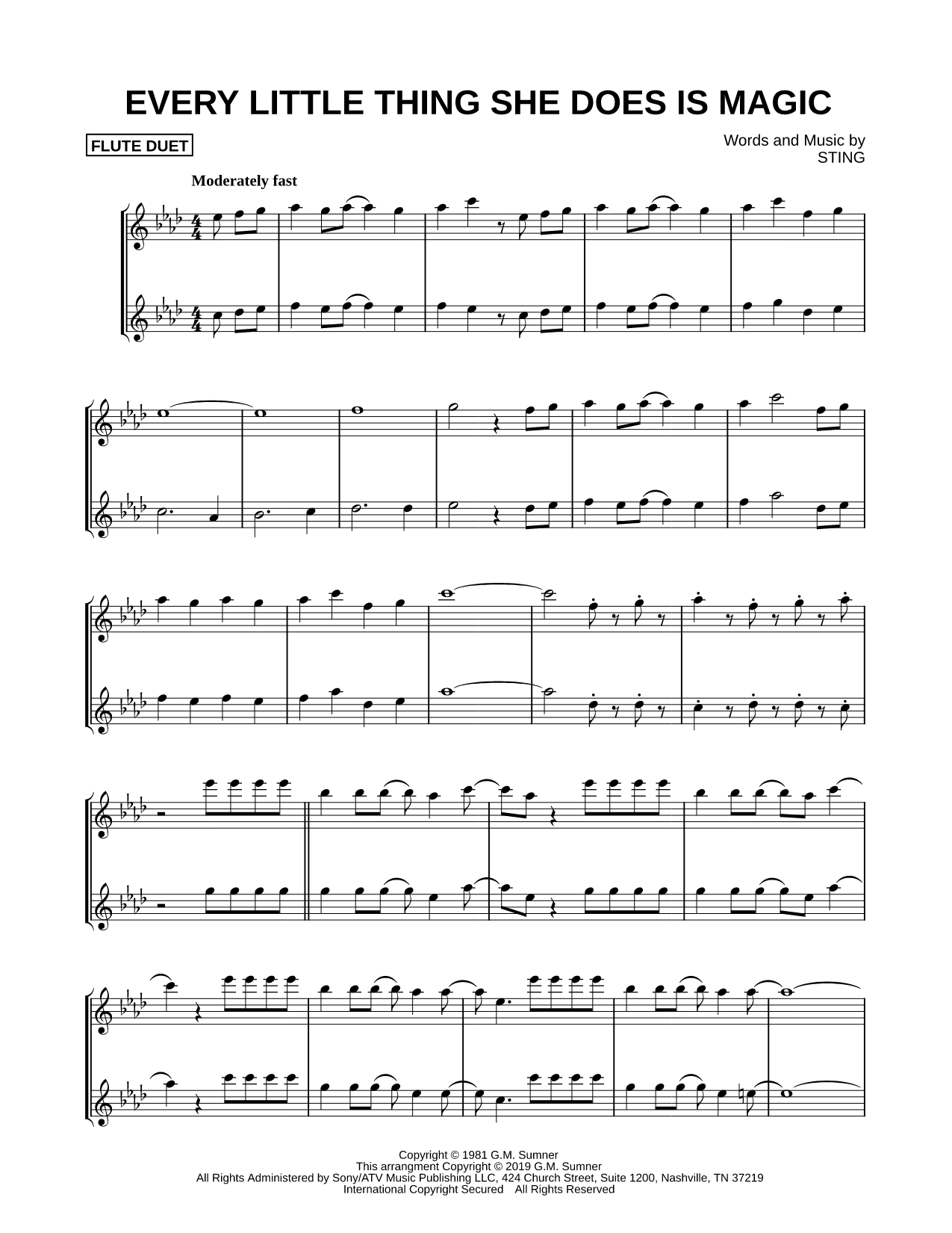 Every Little Thing She Does Is Magic - Flute Duet