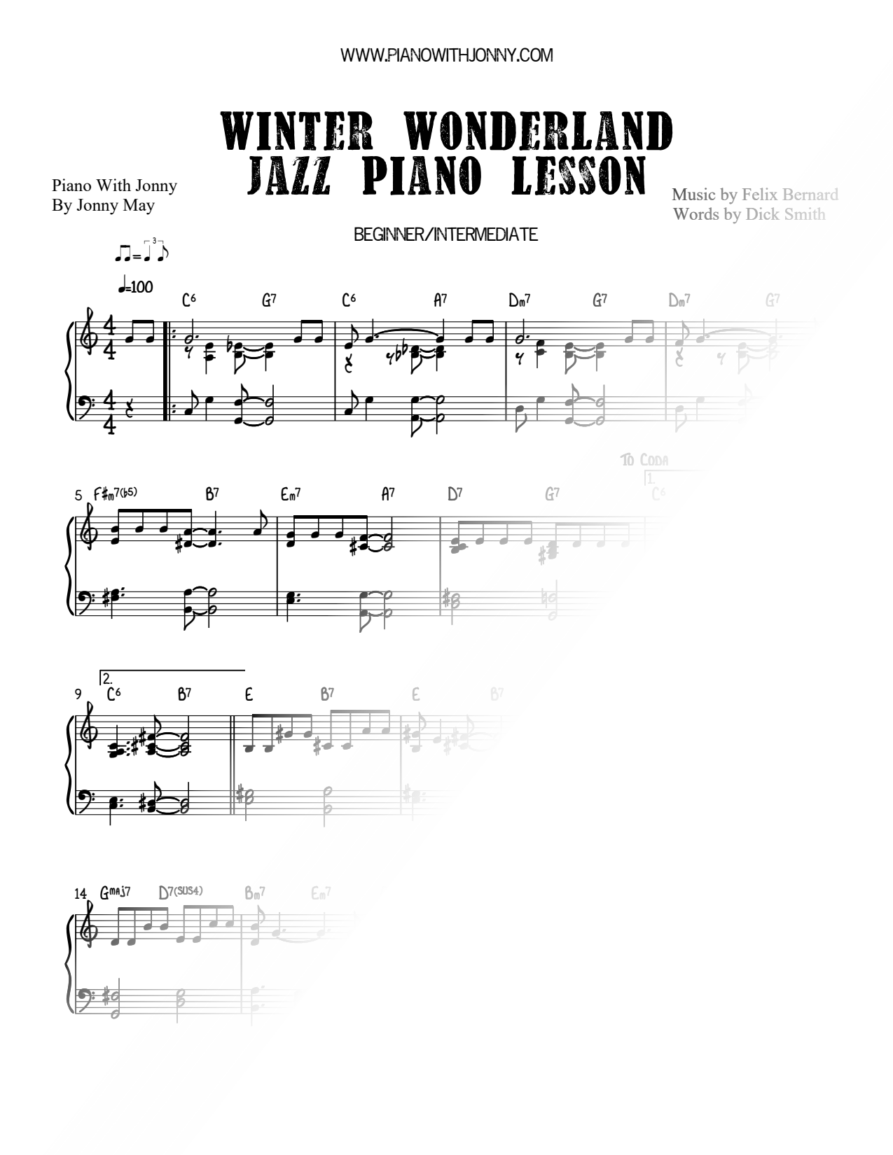Winter Wonderland - Jazz Piano Lesson - PWJ