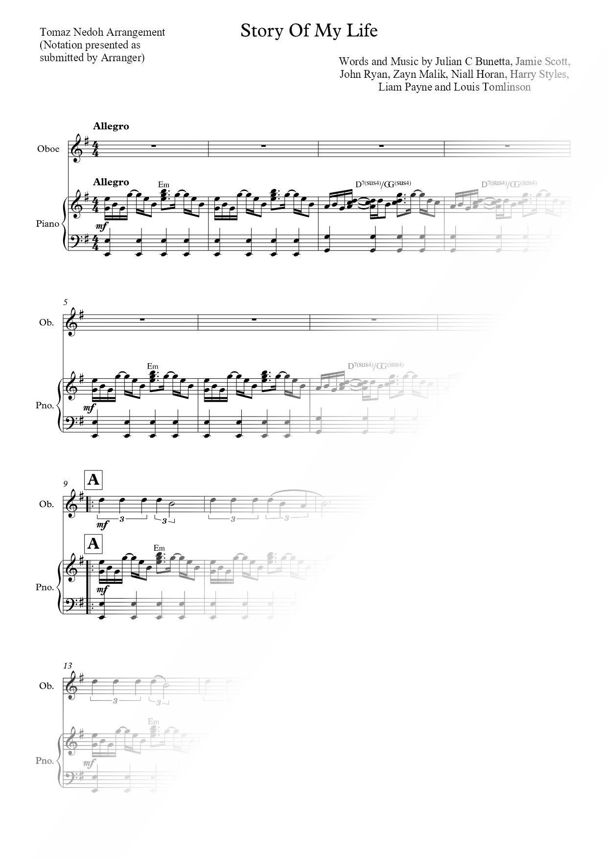 Story of My Life - Oboe & Piano