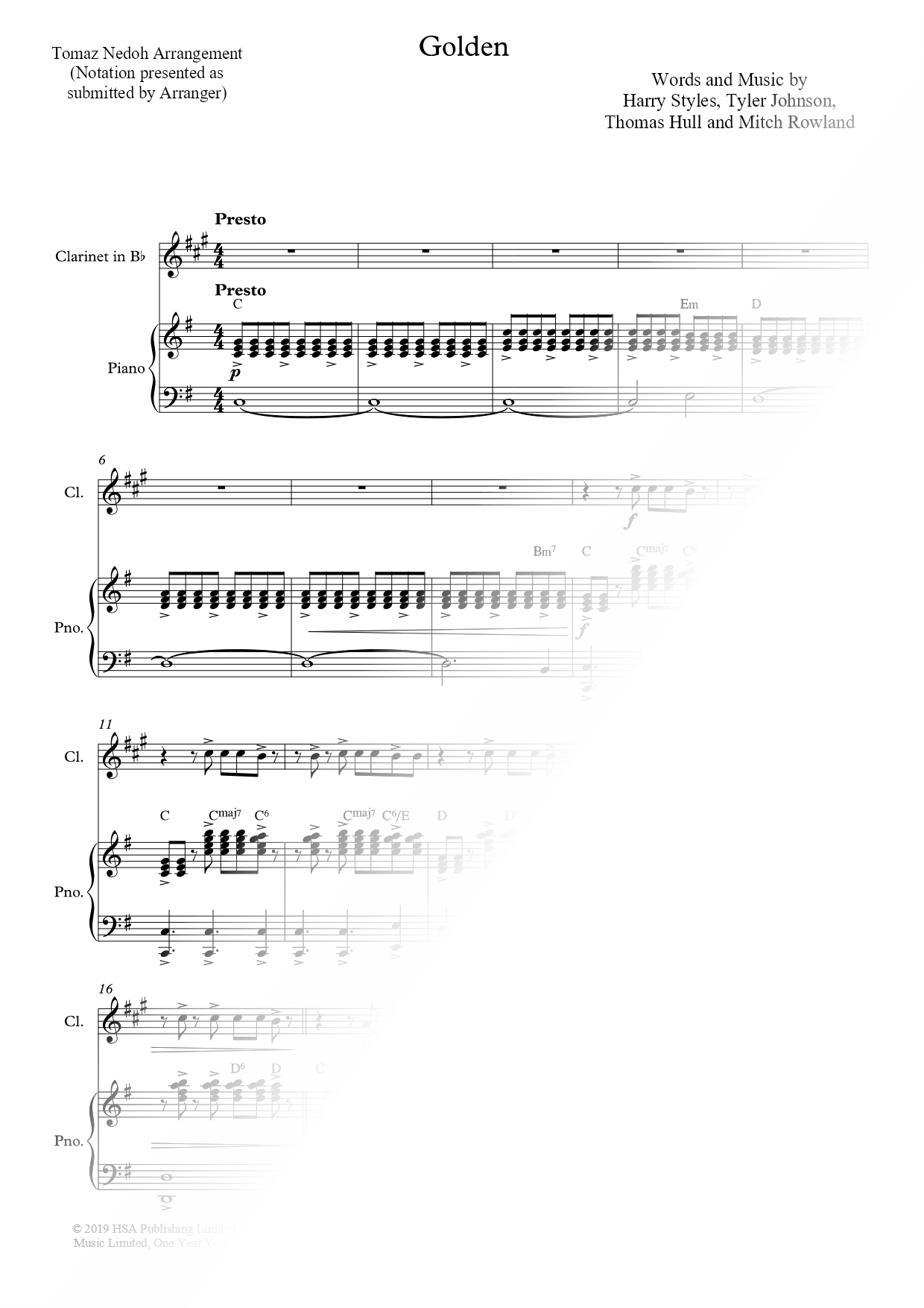 Golden - Clarinet & Piano