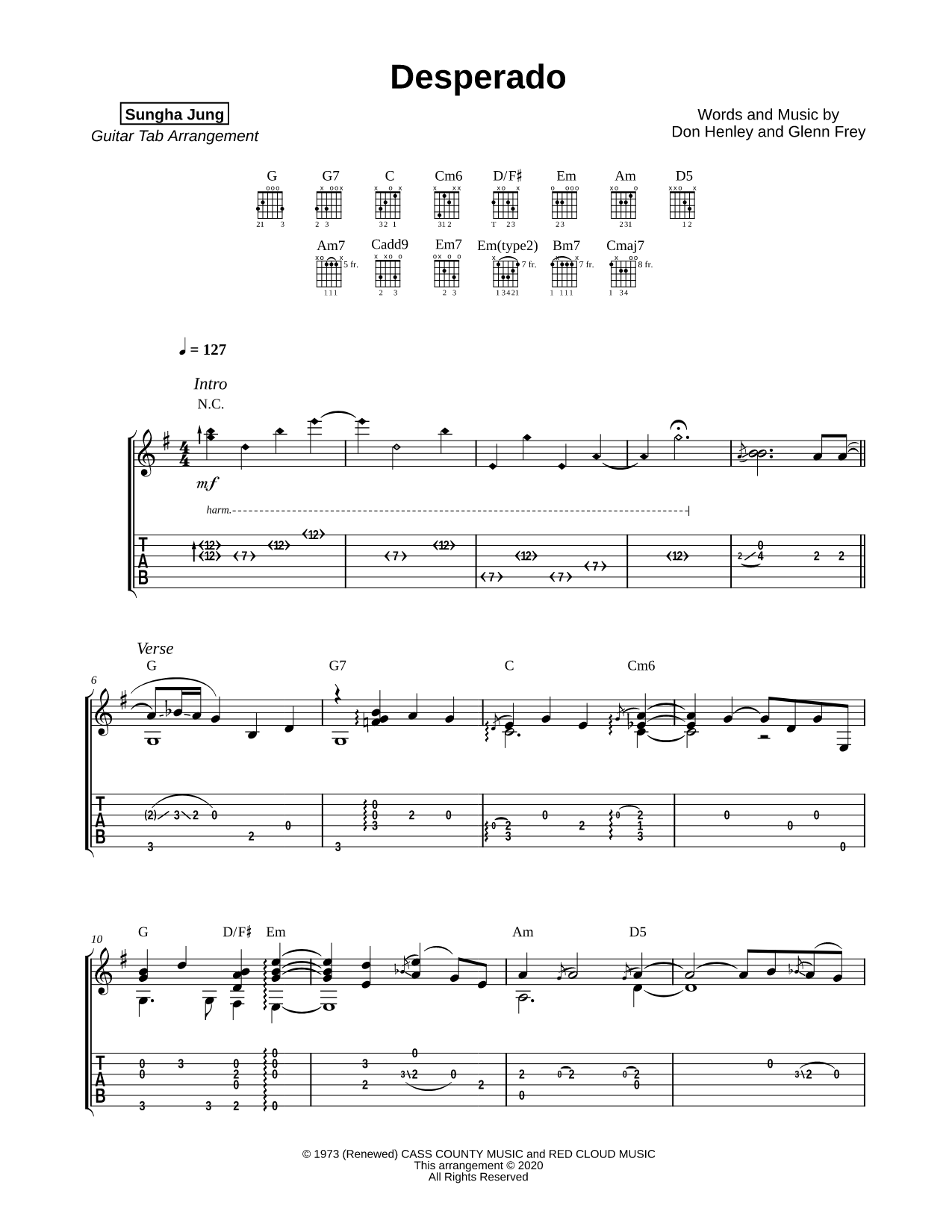 Desperado Sheet Music — Guitar Tab
