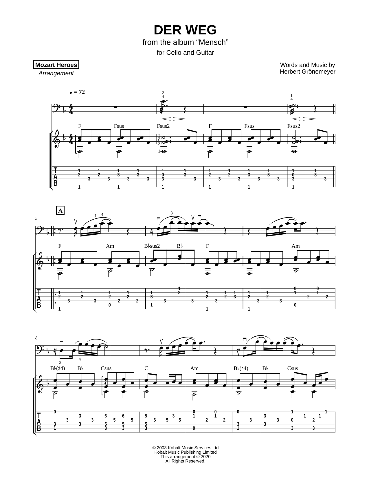 Der Weg - Cello & Guitar