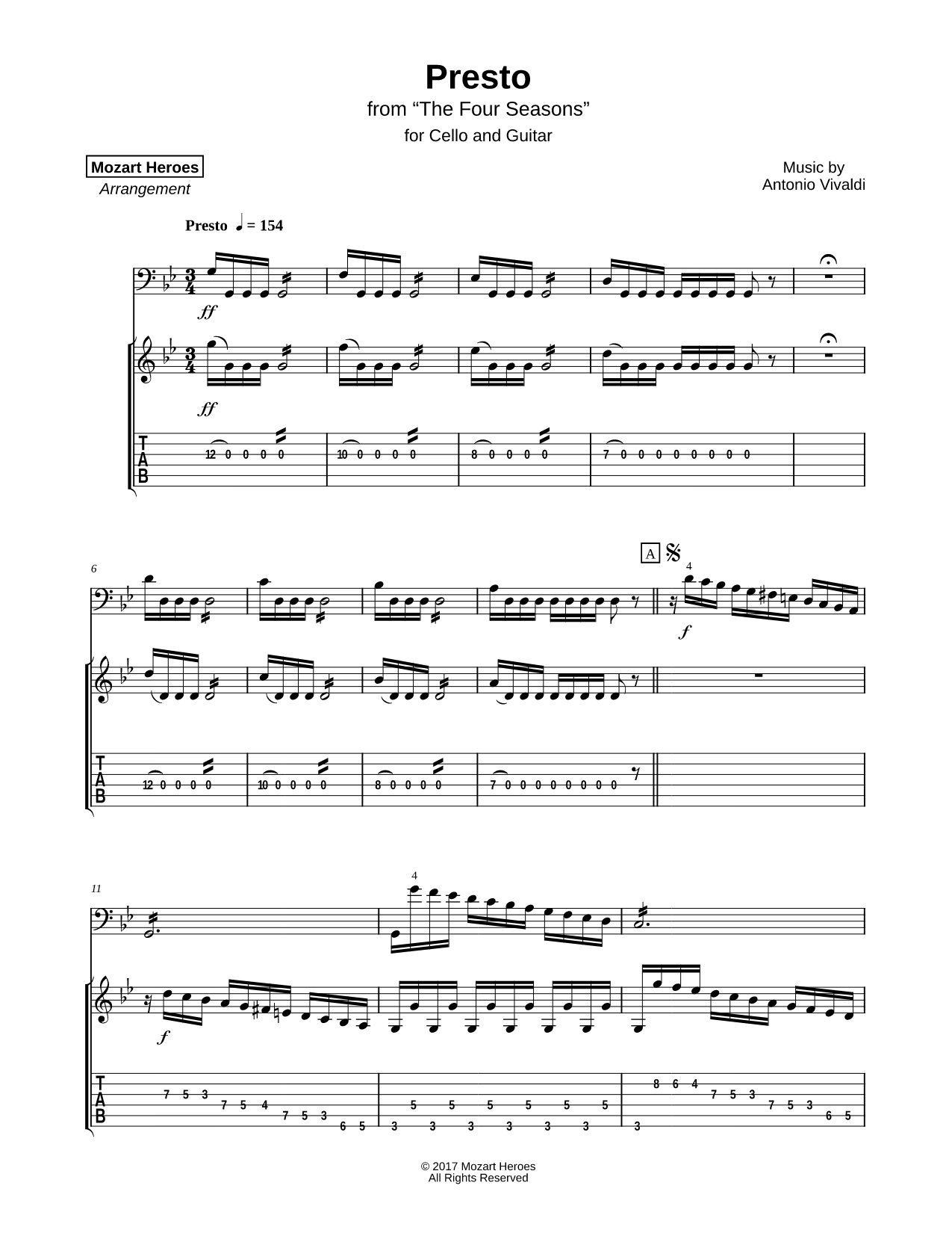 Presto from The Four Seasons - Cello & Guitar
