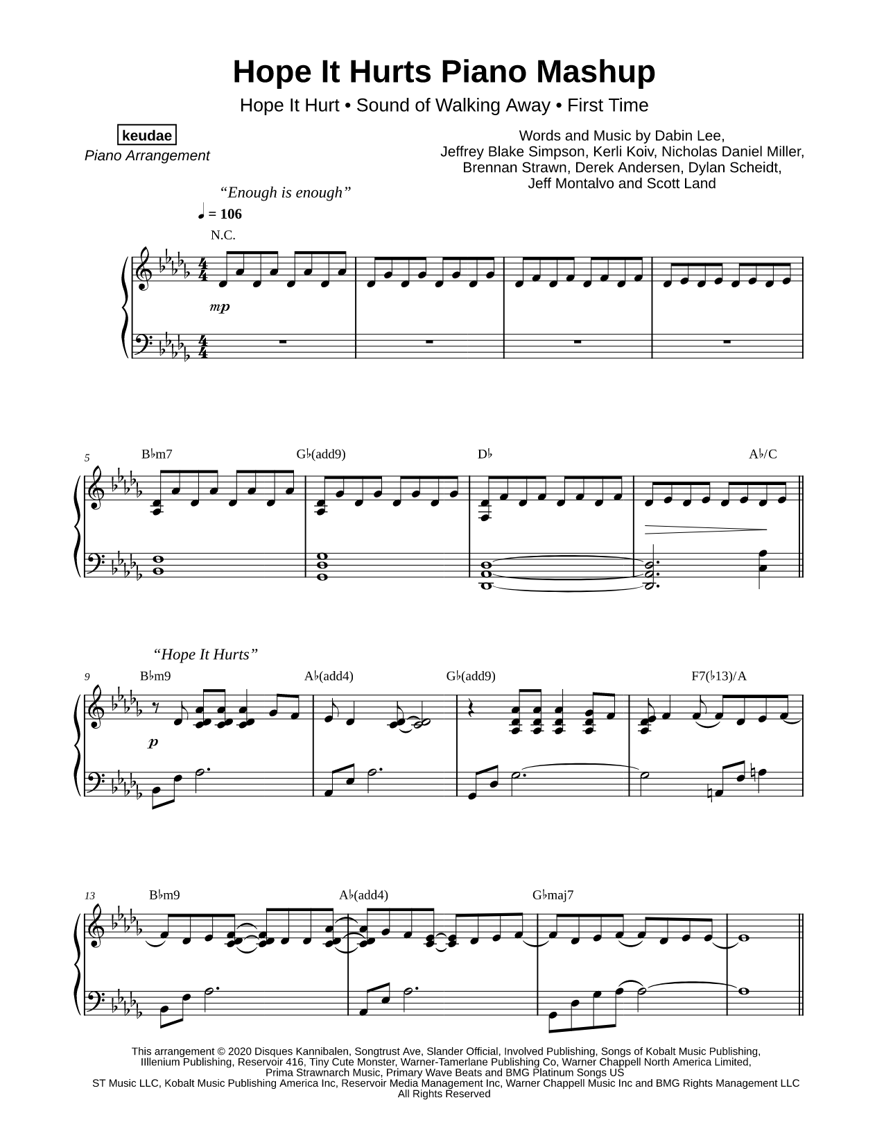 Hope It Hurts Piano Mashup
