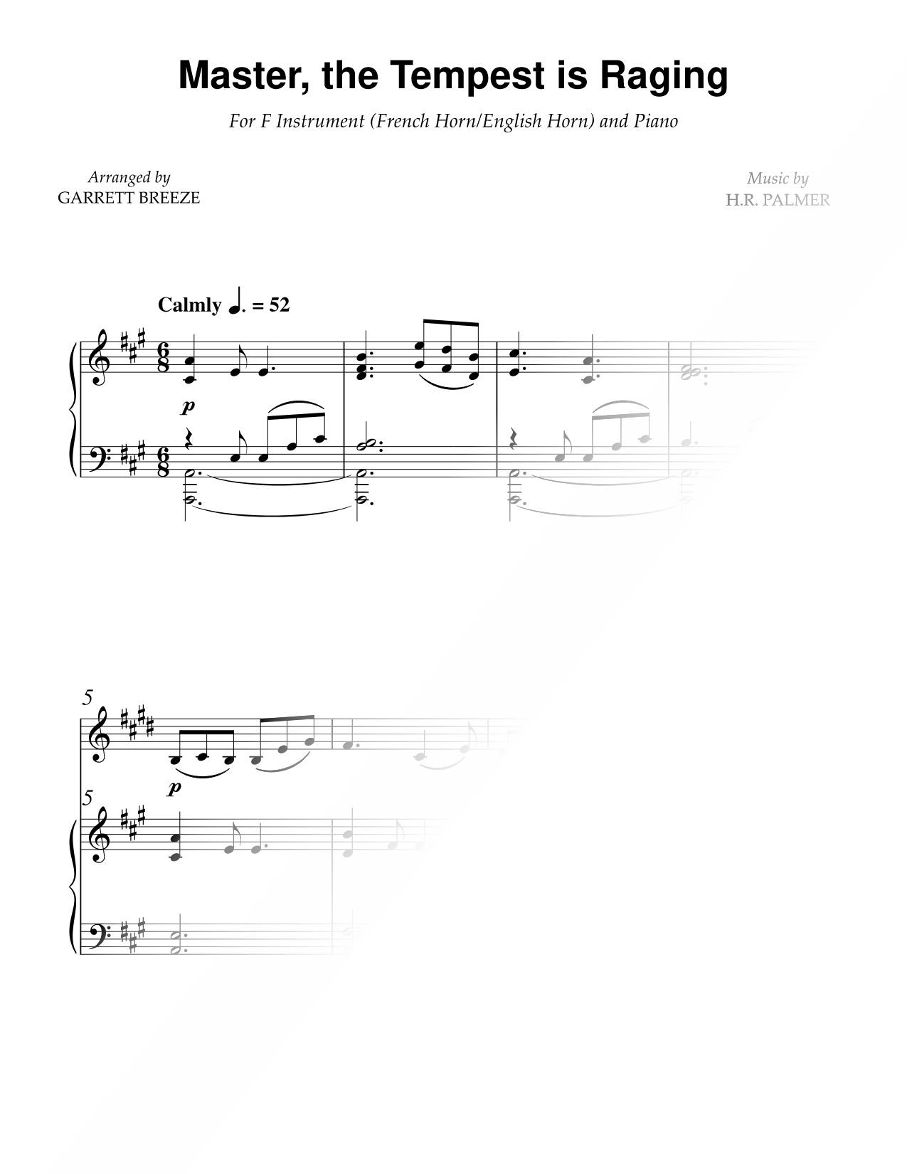 Master, The Tempest Is Raging - F Instrument & Piano
