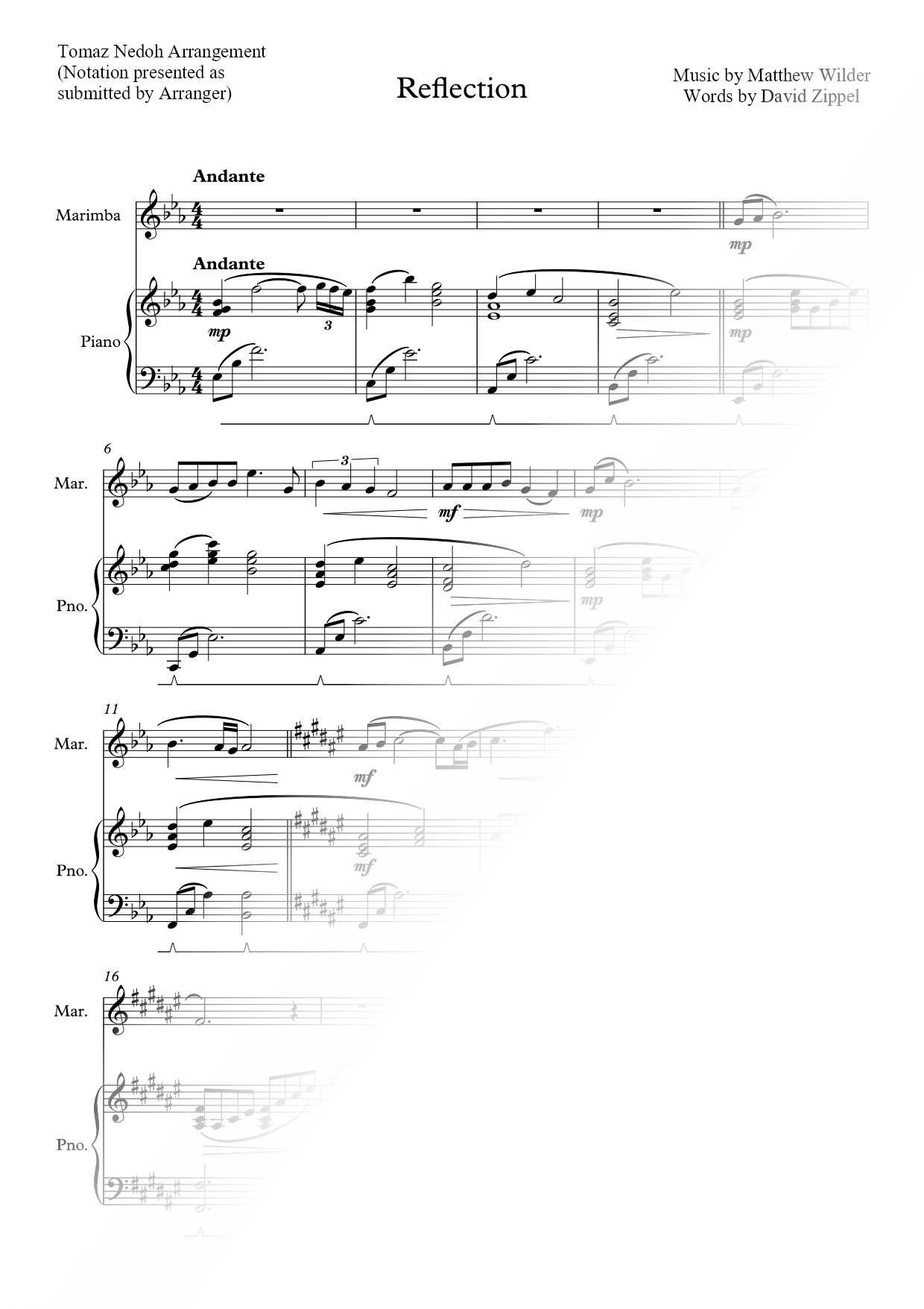 Reflection - Marimba & Piano