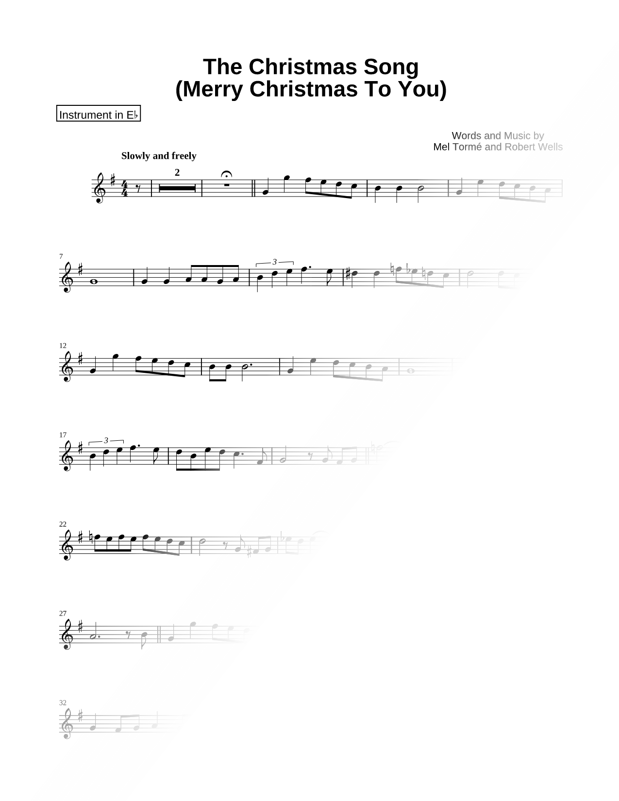 The Christmas Song (Chestnuts Roasting on an Open Fire) - Eb Instrument