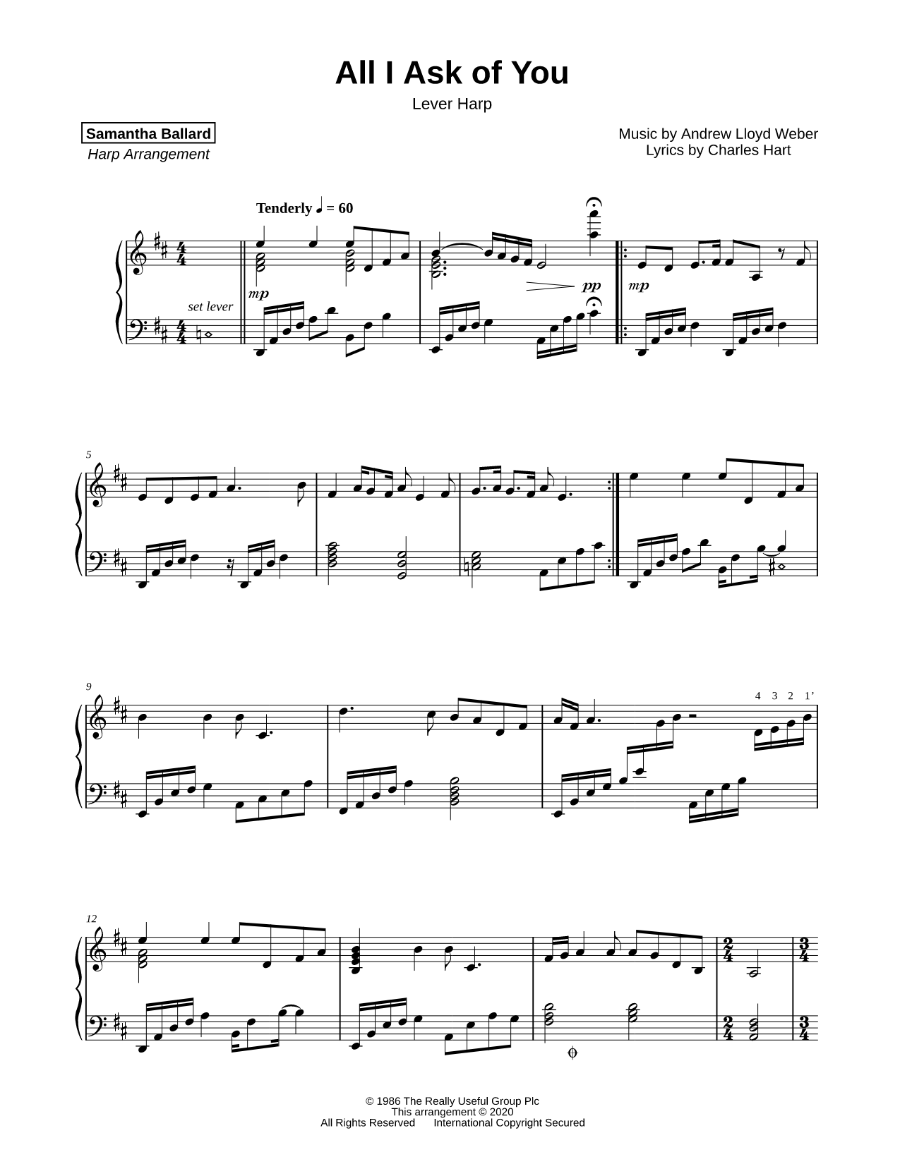 All I Ask of You [lever harp]