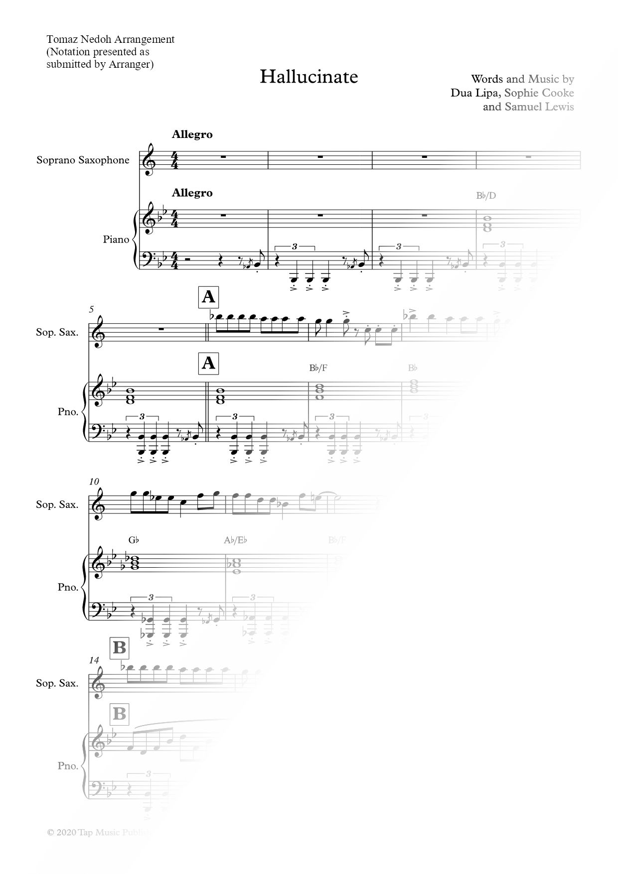 Hallucinate - Soprano Saxophone & Piano