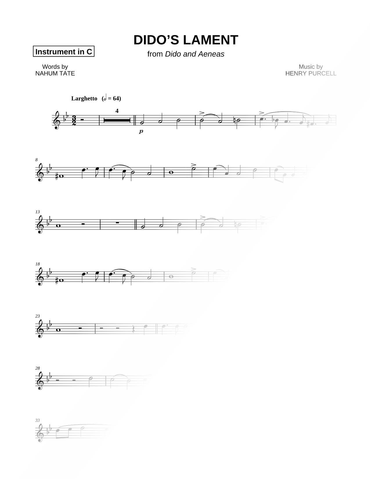 Dido's Lament - C Instrument
