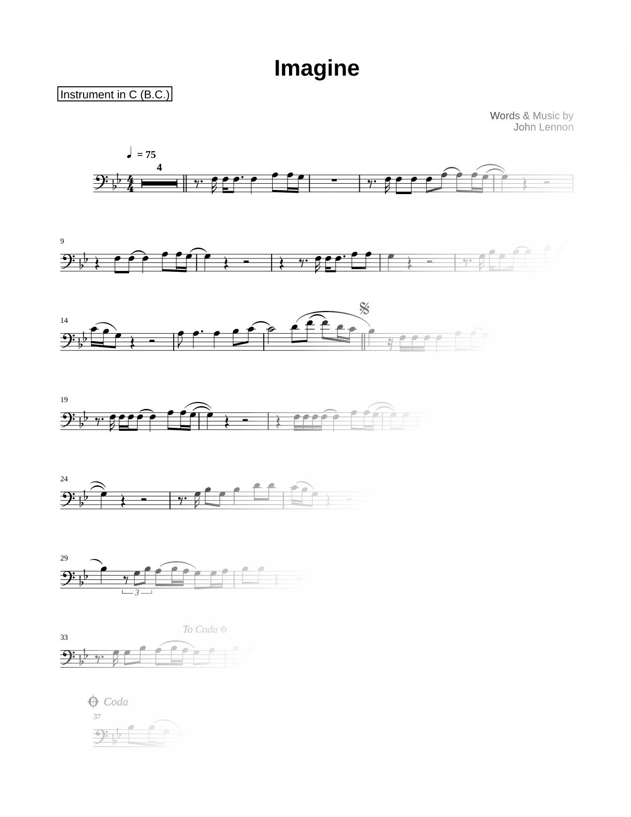 Imagine - Bass Clef Instrument