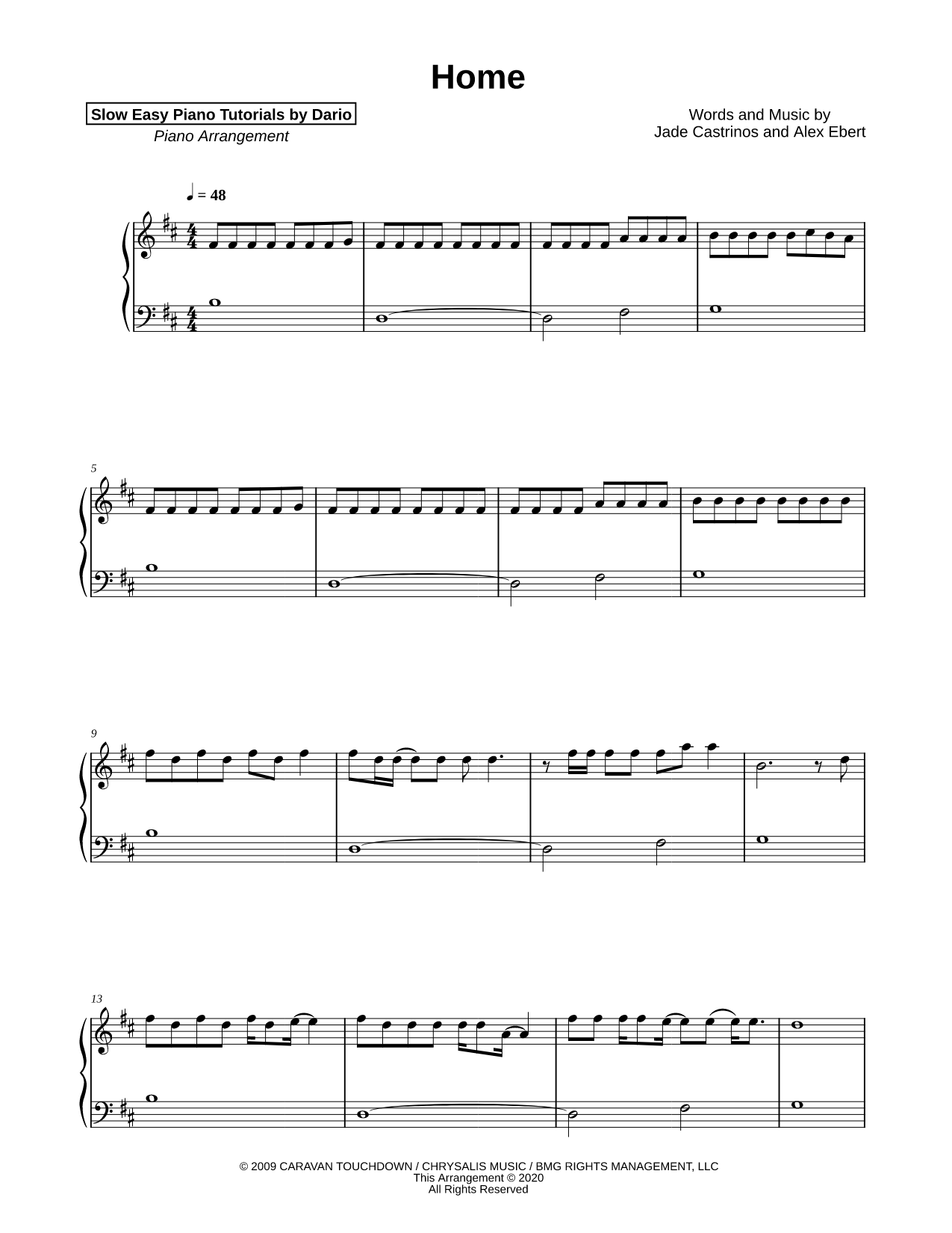 Home [Slow Easy Piano Tutorial]