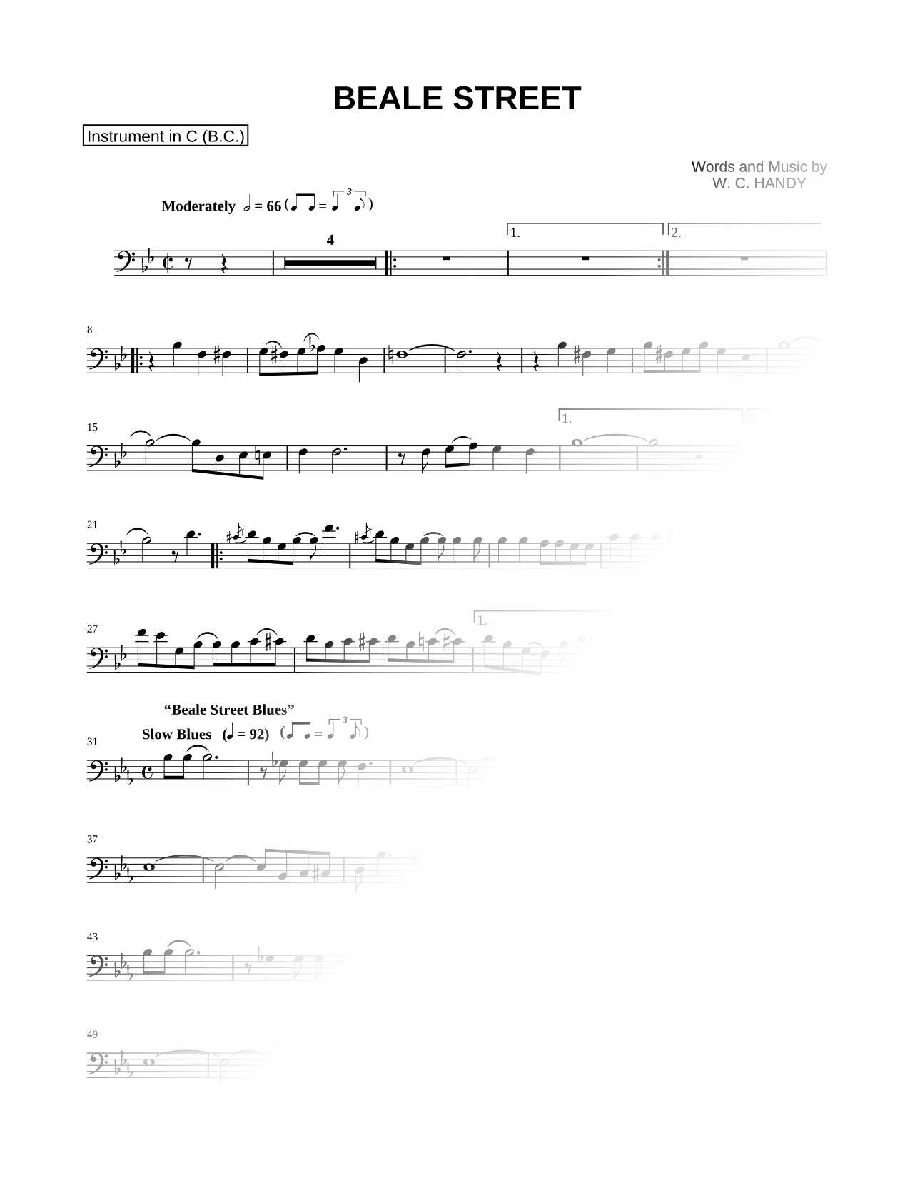 Beale Street Blues - Bass Clef Instrument